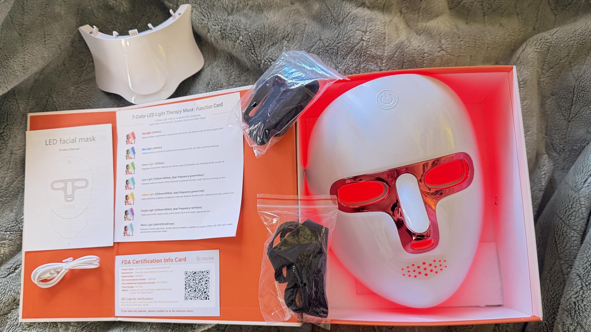 Red Light Therapy for Face- LED Light Therapy Mask Skin Care Mask,Cordless LED Face Mask face & Neck Red & Infrared Lights Masks Wavelength,USB C Rechargeable for Home Use Working Travel Yoga customer photo 2