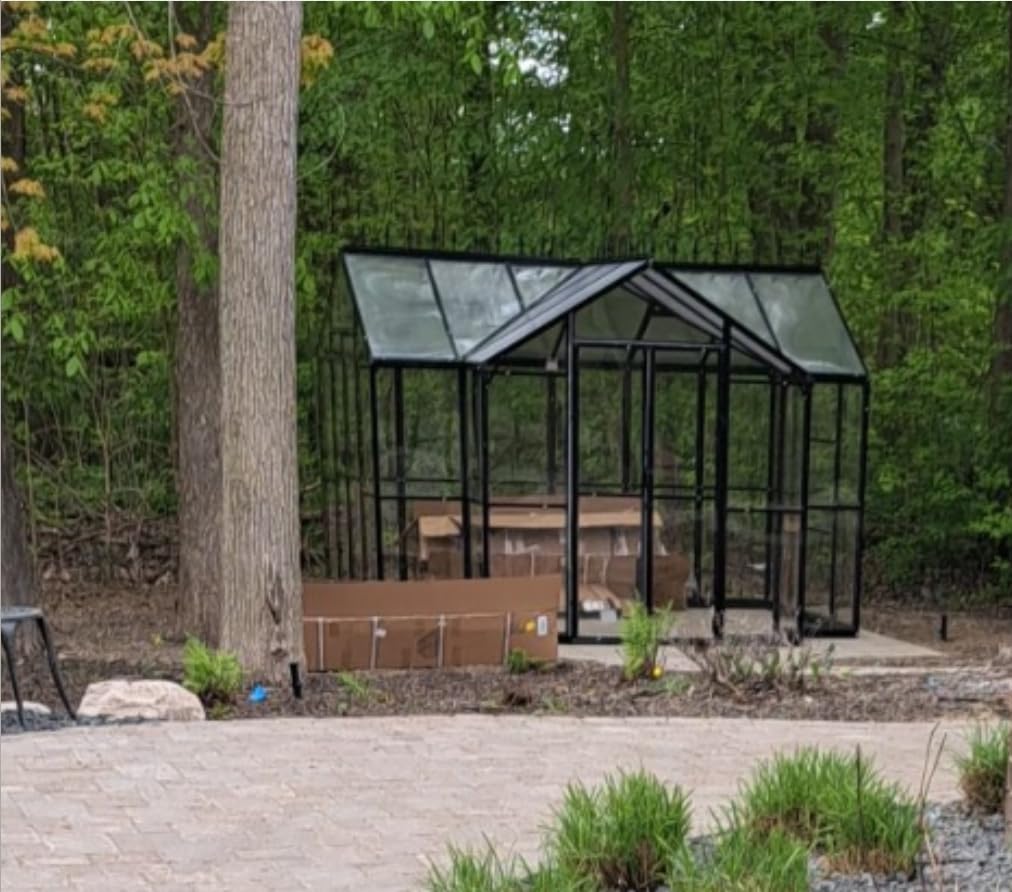 AMERLIFE 12x10x8 FT Hybrid Polycarbonate Greenhouse, Quick-Connect Aluminum Frame with Dual Roof Vents & Double Doors, Walk-in Outdoor Garden Greenhouse with Gutters, Black customer photo 1
