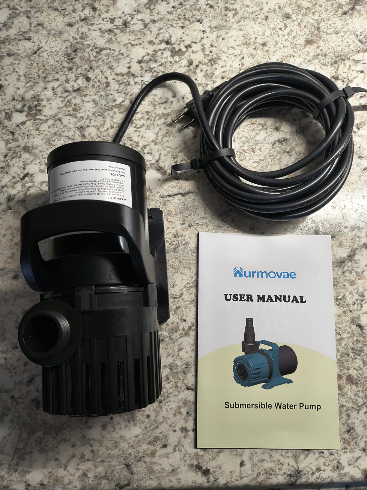 Adjustable Flow Pond Pump, 600-1800 GPH & 13FT Lift | 100W Submersible Water Pump for Waterfall & Fish Pond, Quiet Fountain Pump, 180 Degree Adjustable Outlet, Filter Bag & 20FT Cord, UL Listed customer photo 1
