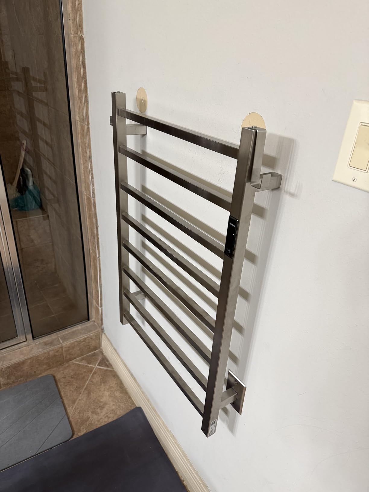 Square Bar Towel Warmer, Heated Towel Rack with Smart Timer and Thermo Control, Wall-Mounted Heated Towel Rail, Stainless Steel, Hard-Wired/Plug-in, 10 bar, Matte Black customer photo 2