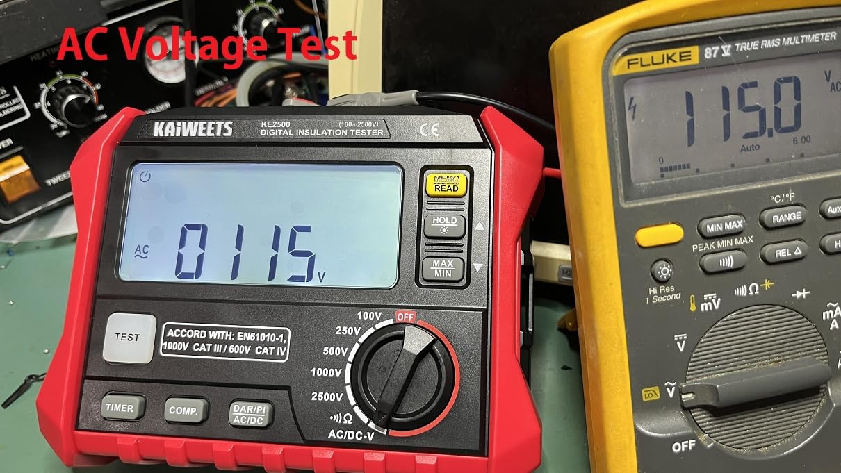 KAIWEETS Insulation Resistance Tester, Up to 200G Ohm, Pro Megohmmeter, 5 Range 100V/250V/500V/1000V/2500V, One-Touch DAR/PI, Max/Min, Measures Resistance, AC/DC Voltage for HVAC, Motors, Solar, KE2500 customer photo 1