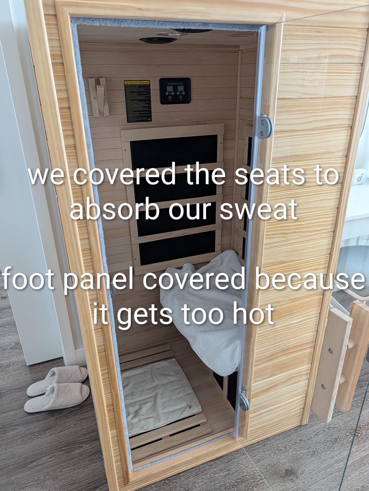 1-Person Low EMF Far Infrared Sauna for Home Use, 900W Canadian Hemlock Wood Sauna with Bluetooth Music & Led Read Light, Easy Assembly for Bedroom, Gym, or Basement (57.9 * 27 * 32IN) customer photo 1