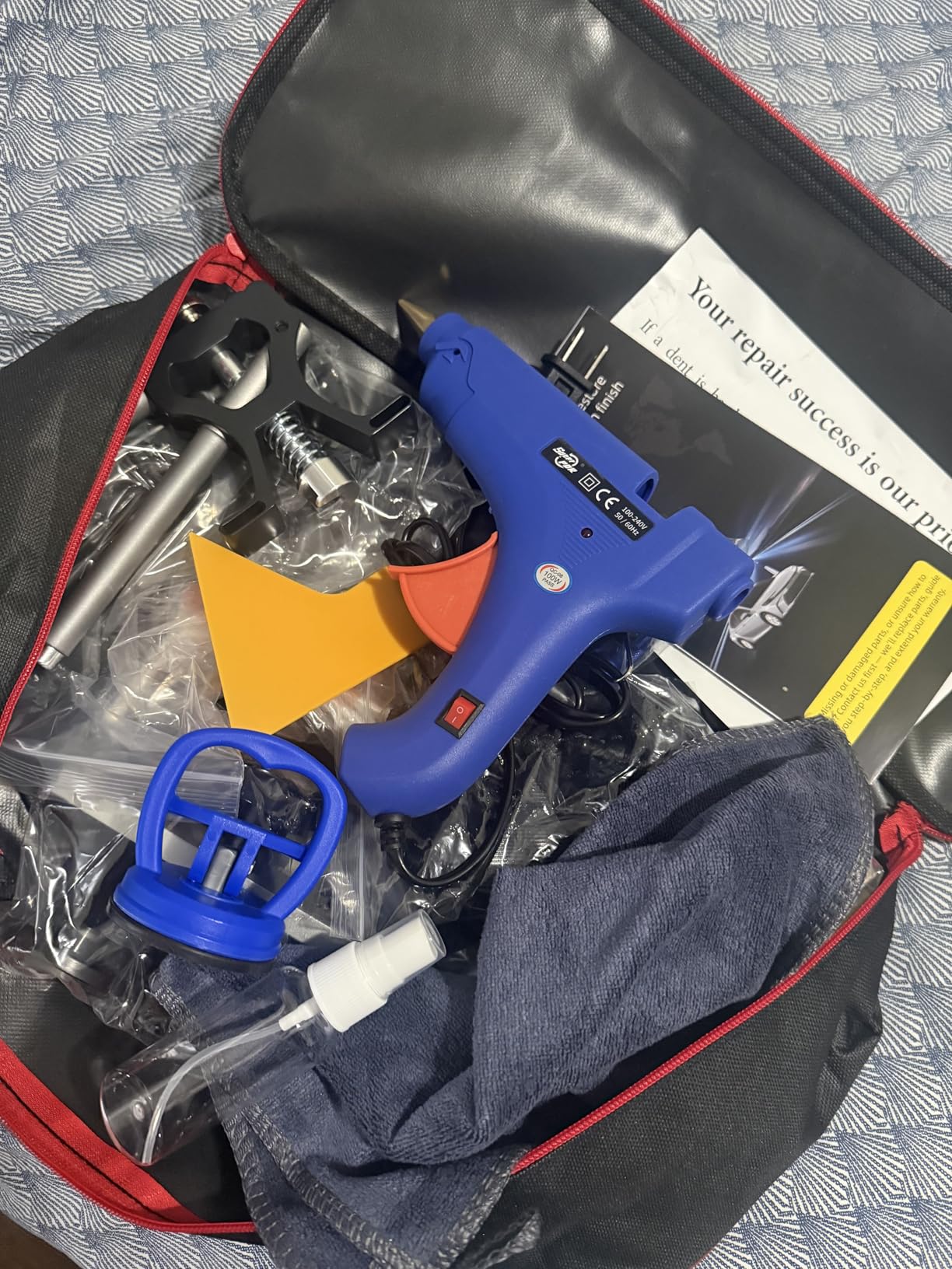 139PCS Dent Puller Kit, Paintless Dent Removal Kit, Car Dent Repair Kit with Metal Dent Lifter, Bridge Puller, T-Slide Hammer, Professional PDR Tools for dents, dings, creases and Hail Damage customer photo 1
