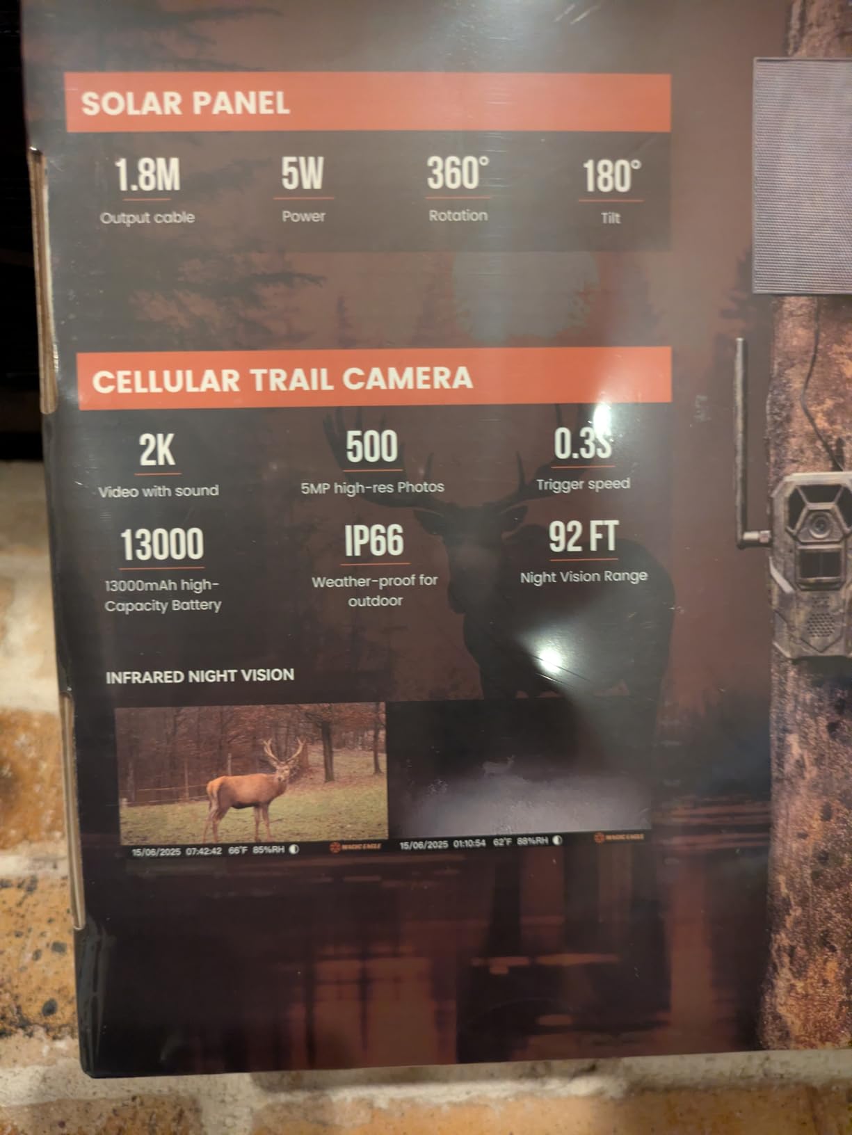 MagicEagle Cellular Trail Camera 4G Wild Game Cameras 13,000 mAh Battery Solar Panel 2K Audible Video No-Glow IR Night Vision IP66 Waterproof for Wildlife Deer Monitoring customer photo 2