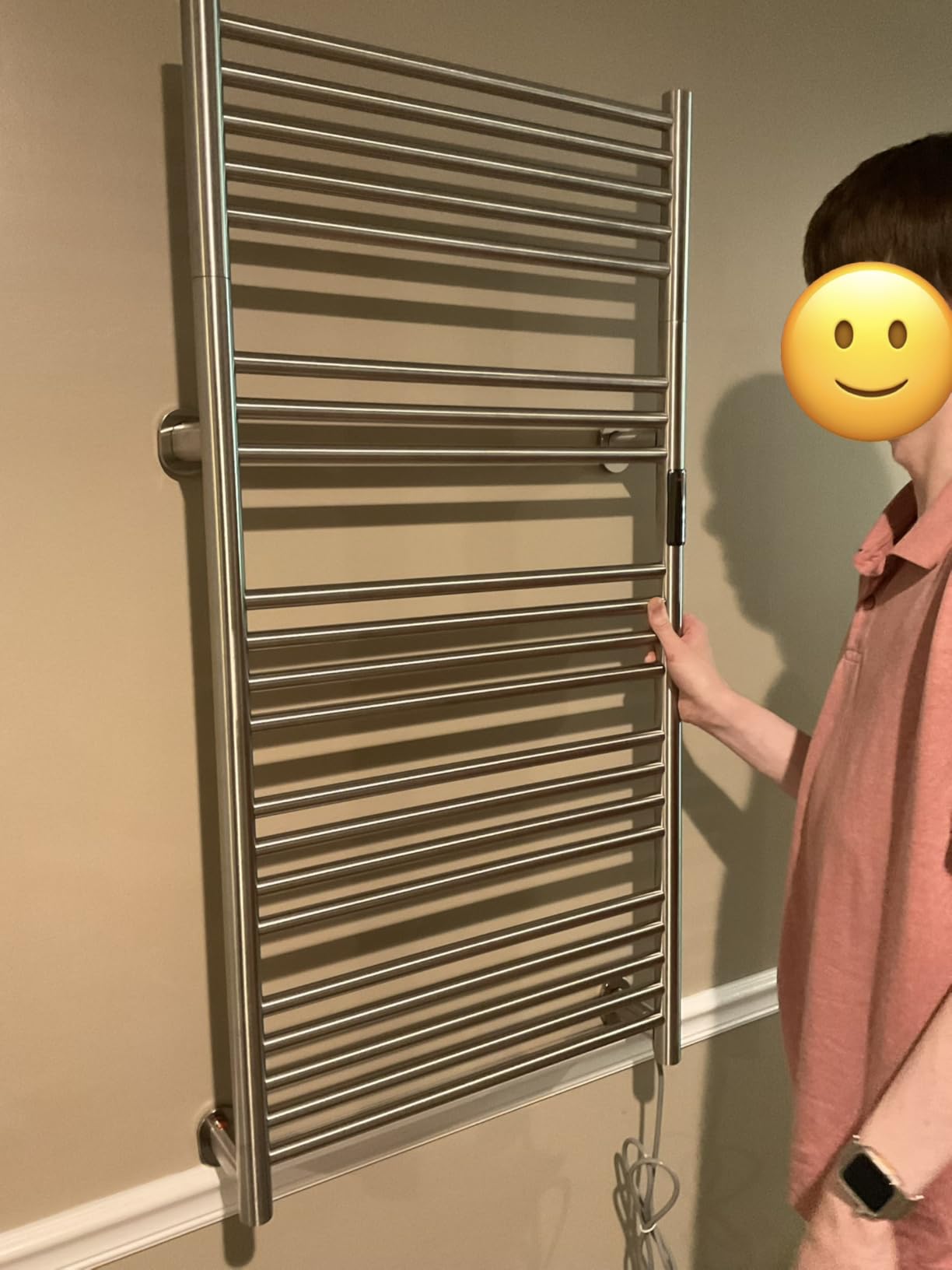High-Density Foldable Heated Towel Rack, Smart Dual-Zone App/Voice Control Towel Warmer Rack, GFCI Plug-in/Hardwired, Wall-Mount, Drill-Free Install, Brushed, CA3-900X550-Ultra-S customer photo 1