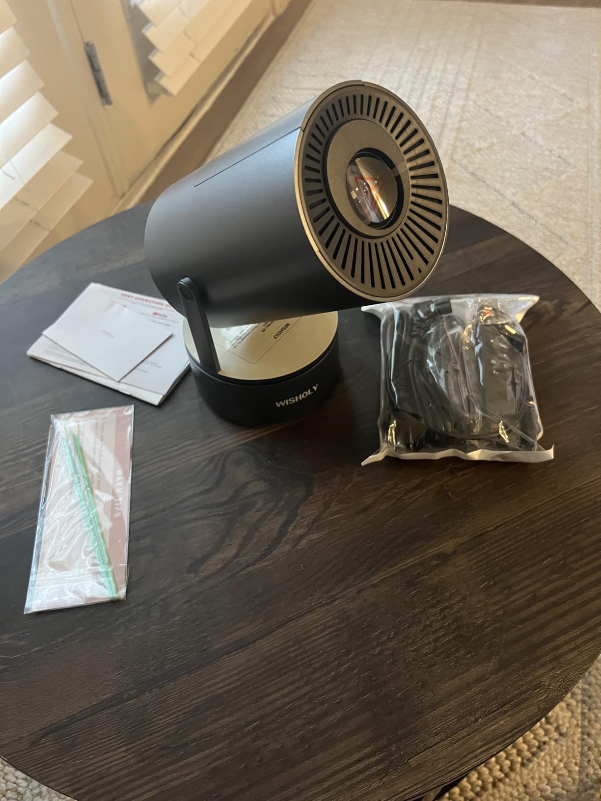 Portable Projector with Built-in Battery for Outdoor & Travel, Mini Projector with WiFi and Bluetooth, 1080P Supported, Electric Focus, Auto Keystone, 210° Rotatable Stand Home Theater( Iron Gray) customer photo 1
