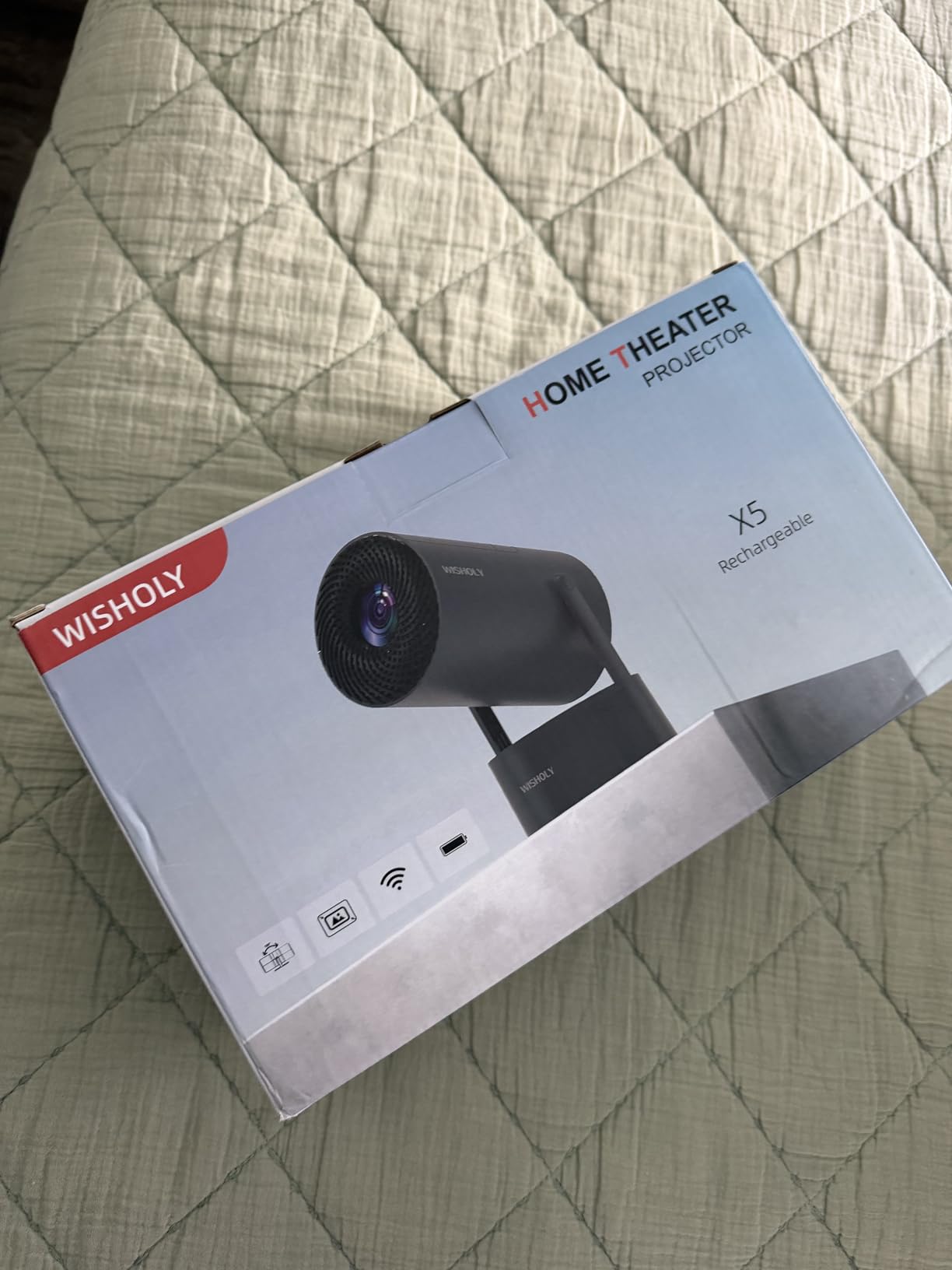 Portable Projector with Built-in Battery for Outdoor & Travel, Mini Projector with WiFi and Bluetooth, 1080P Supported, Electric Focus, Auto Keystone, 210° Rotatable Stand Home Theater( Iron Gray) customer photo 2