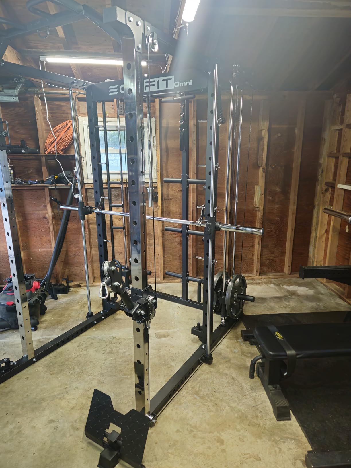 Eonfit E5 Smith Machine with Vertical Leg Press, Power Cage Squat Rack with LAT-Pull Down Cable Crossover Rotating Arms System Home Gym Equipment All in One customer photo 2
