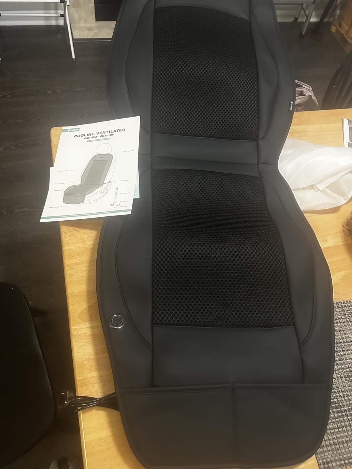 FLORICH Cooling Car Seat Cover Front Seat, 12V-24V Ventilated Seat Cushion, Cooling Car Seat Cushion with 2 Powerful Turbo Fans 3-Speed Adjustable for Summer Driving, Universal Fit for Car SUV Truck customer photo 1