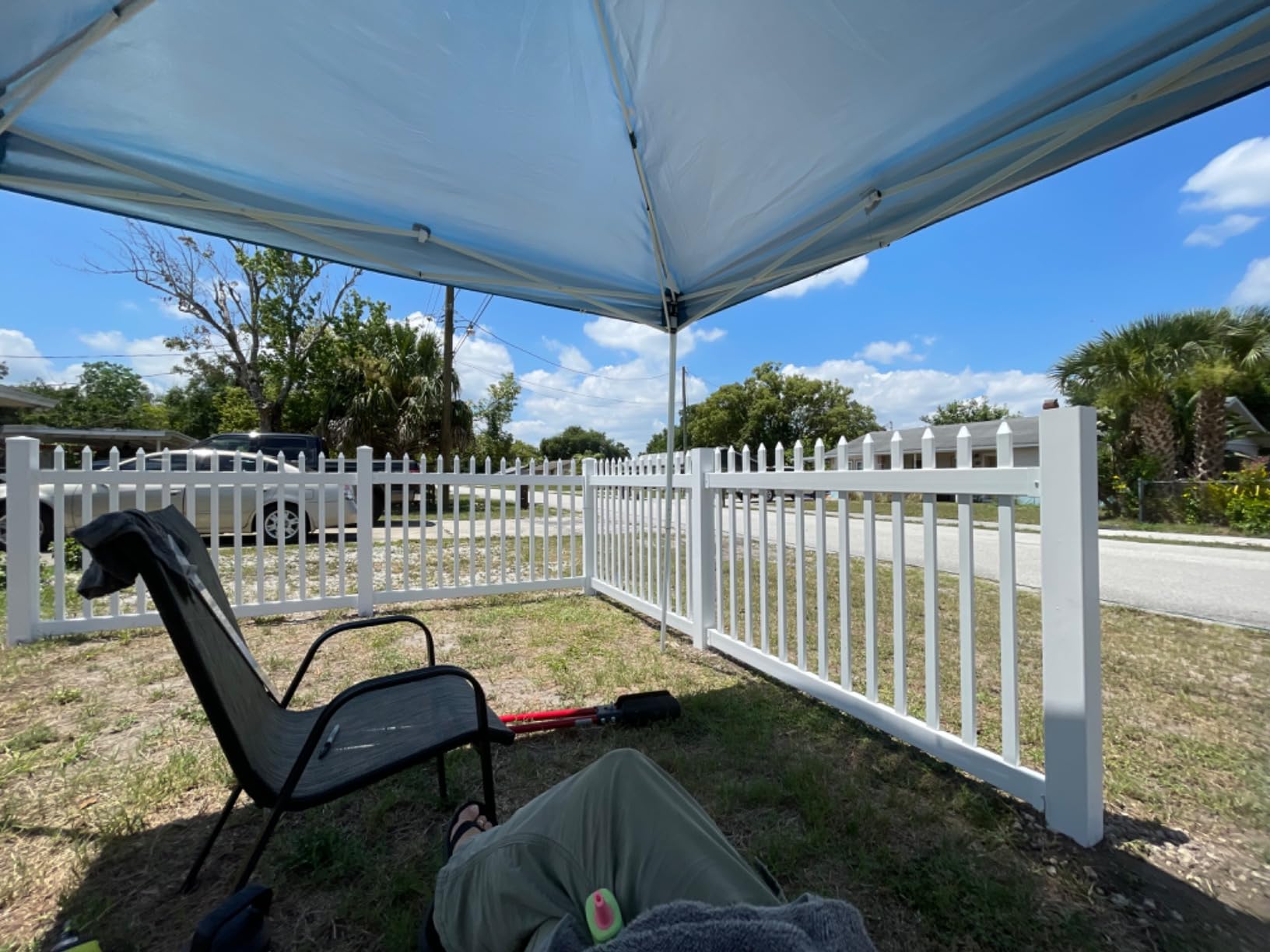 6ft H x 6ft W (1 Panel + 1 Post) Permanent No Dig WamBam Privacy Fence Kit, Durable White Vinyl Privacy Fence, BL19110 customer photo 2