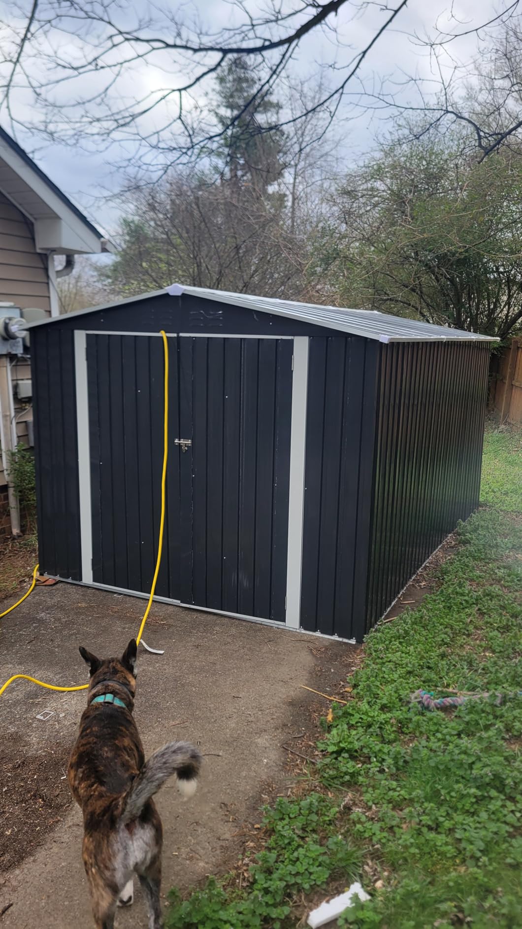 Polar Aurora 10X14 FT Metal Outdoor Storage Shed with Window, Heavy-Duty Galvanized Steel Garden Shed with Lockable Doors and 4 Vents, Large Weatherproof Tool Shed for Backyard Patio Outside, Black customer photo 2