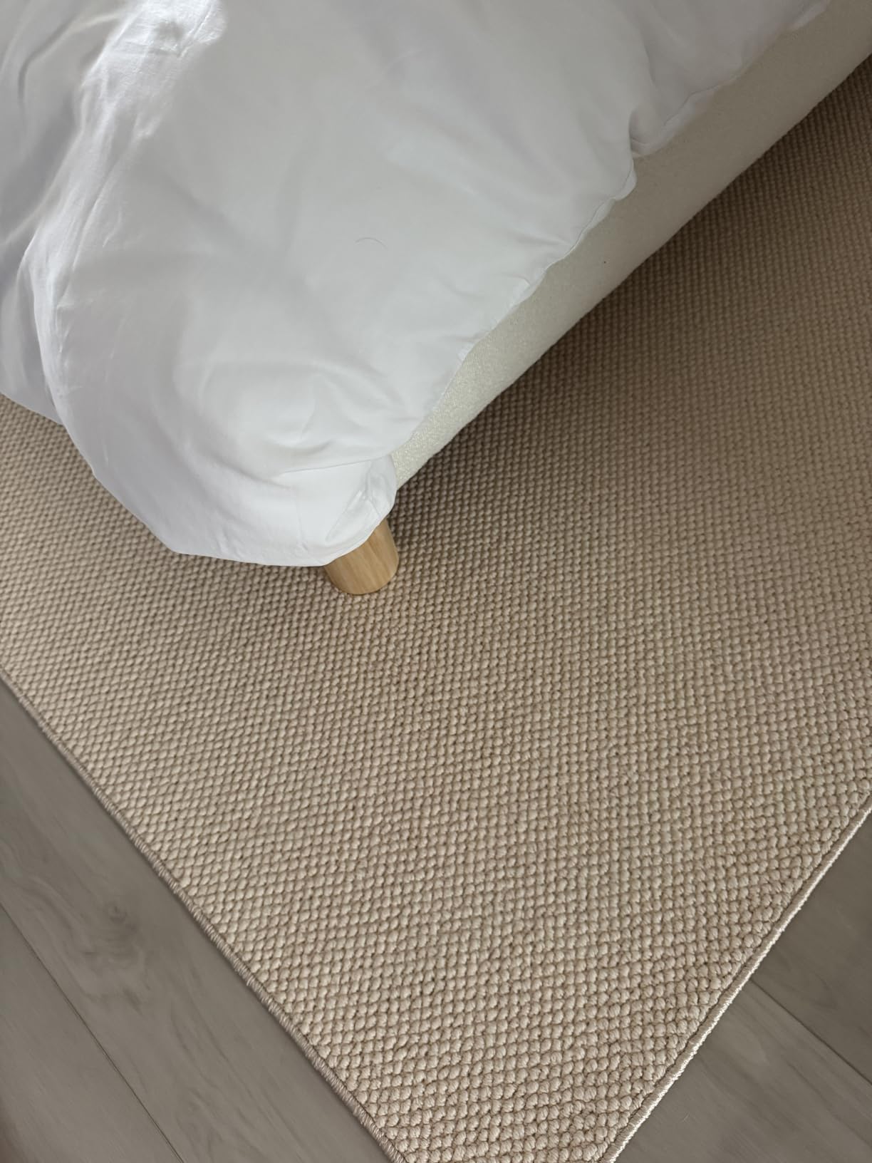 ANSSO Wool Rugs 8x10 for Living Room, 80% Merino Wool and 20% Cotton Soft Tufted Area Rug with Cotton Non-Slip Backing, Large Area Rug for Bedroom, Dining and Home Office (Cream White) customer photo 1