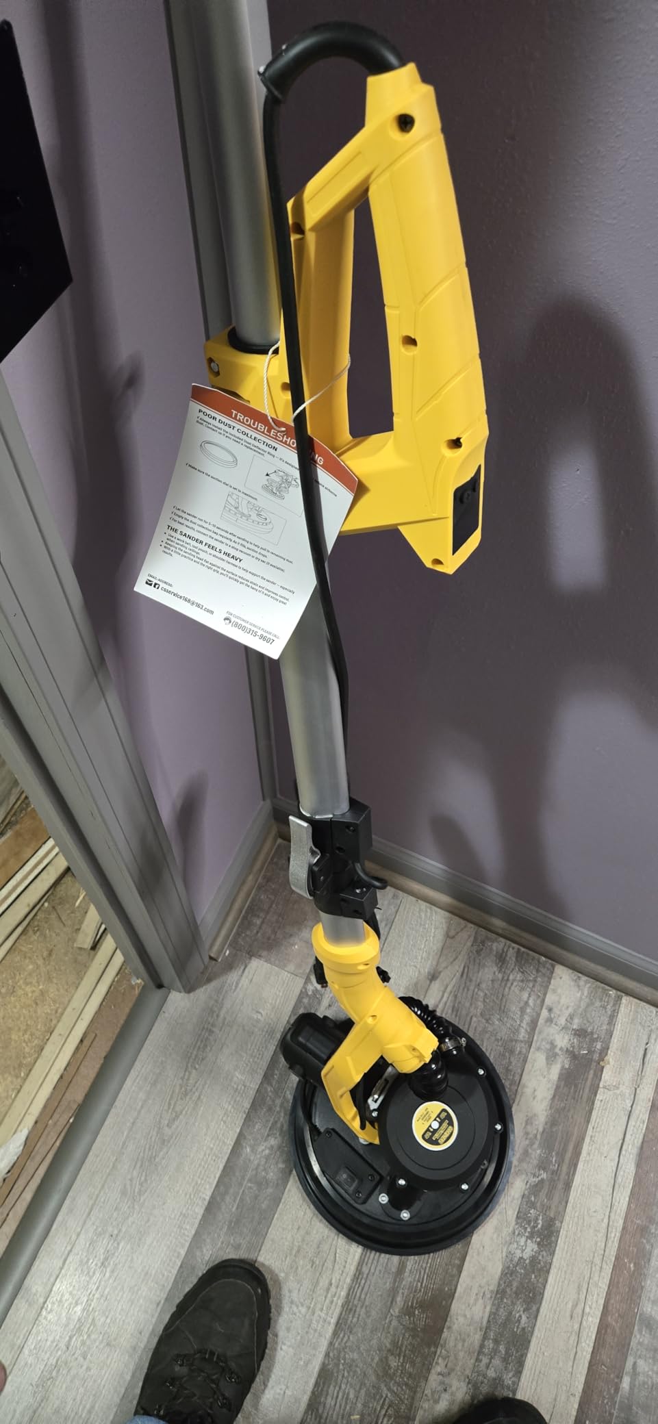 Drywall Sander, 950W 8.5A Electric Drywall Sander with Vacuum Dust Collector, 9 Variable Speed 800-2100RPM, 26FT Power Cord, Wall Sander for Popcorn Ceiling, Pole Sander for Drywall (Yellow) customer photo 1