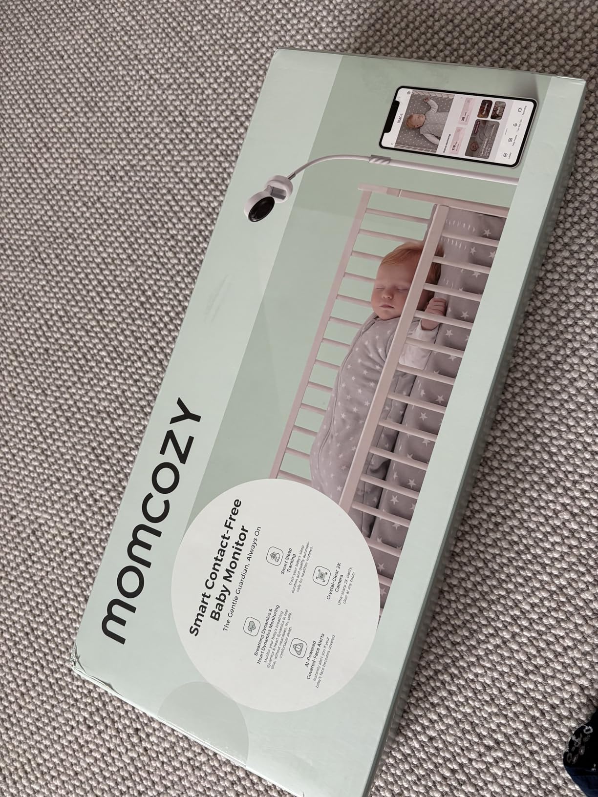 Momcozy BM08 Baby Monitor, Contact-Free Vitals Monitoring, 2K HD Night Vision, Smart AI-Powered Safety Detection, Cry/Sound/Motion Notifications, Sleep Report, 2.4/5GHz Wi-Fi Connection, 2-Way Audio customer photo 2