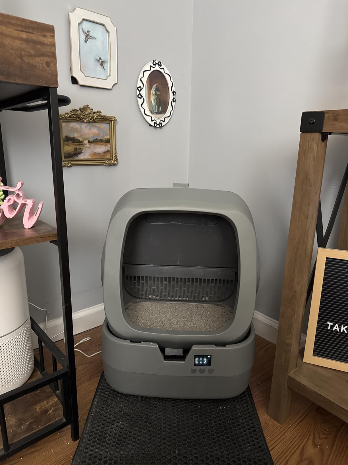 UPFAS Automatic Cat Litter Box Self Cleaning - APP Control - Weight Monitoring - Ultra-Quiet, Medium Cats and Kittens Litter Box, Safe Anti-Pinch【Assembly Required】- Grey customer photo 1
