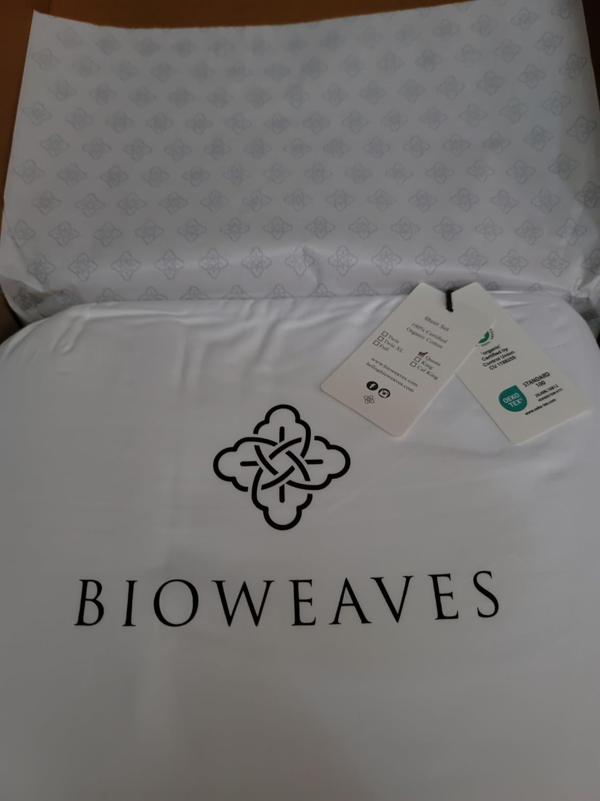 BIOWEAVES 100% Organic Cotton Sheets, 500 Thread Count 4-Piece GOTS Certified Bed Sheet Set Fits Mattress Upto 17