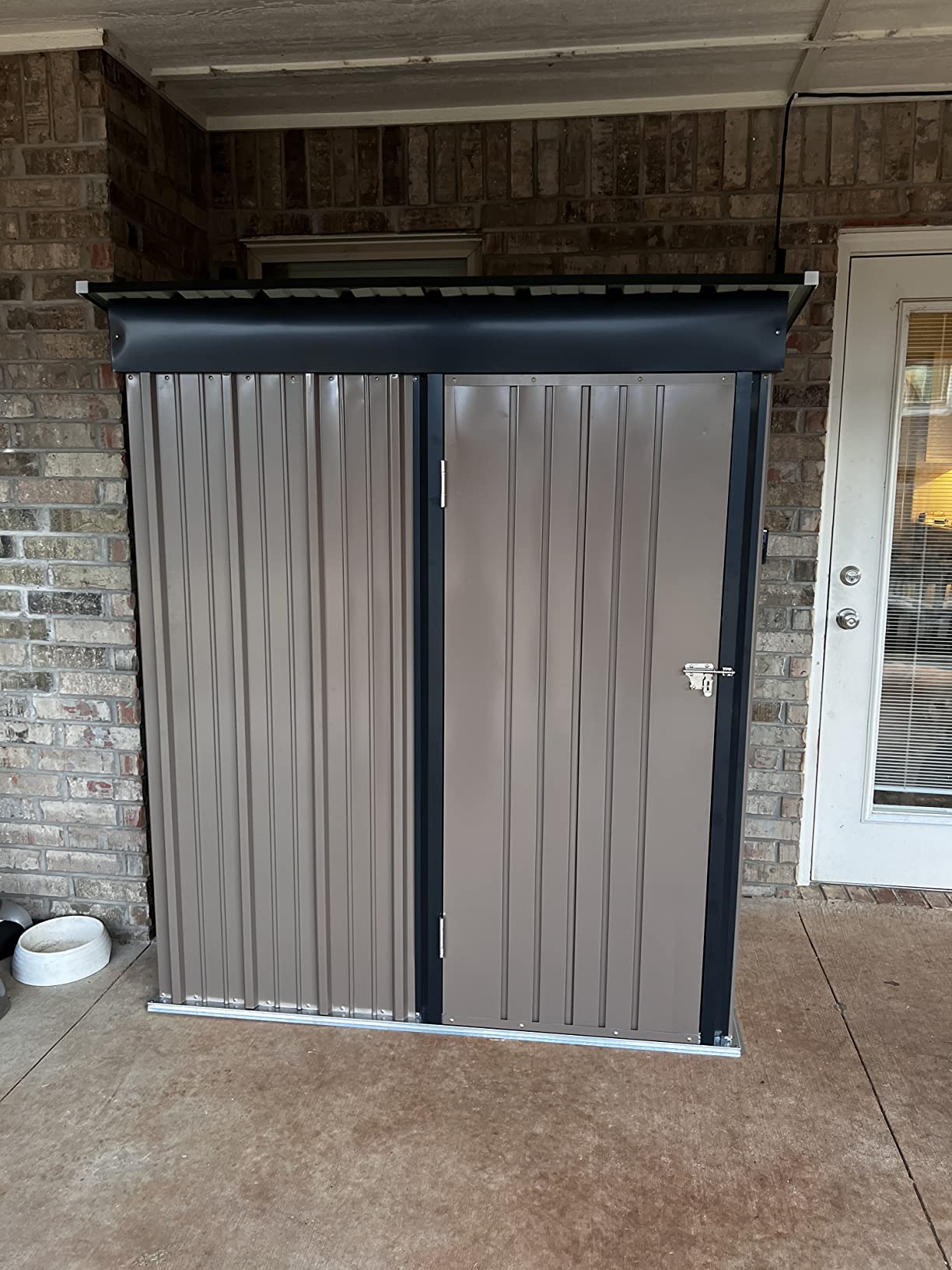 Greesum 10x14 FT Outdoor Storage Shed, Metal Storaged Sheds Without Floor, Tool Sheds with Lockable Doors and Sloping Roof for Garden, Patio, Brown customer photo 2