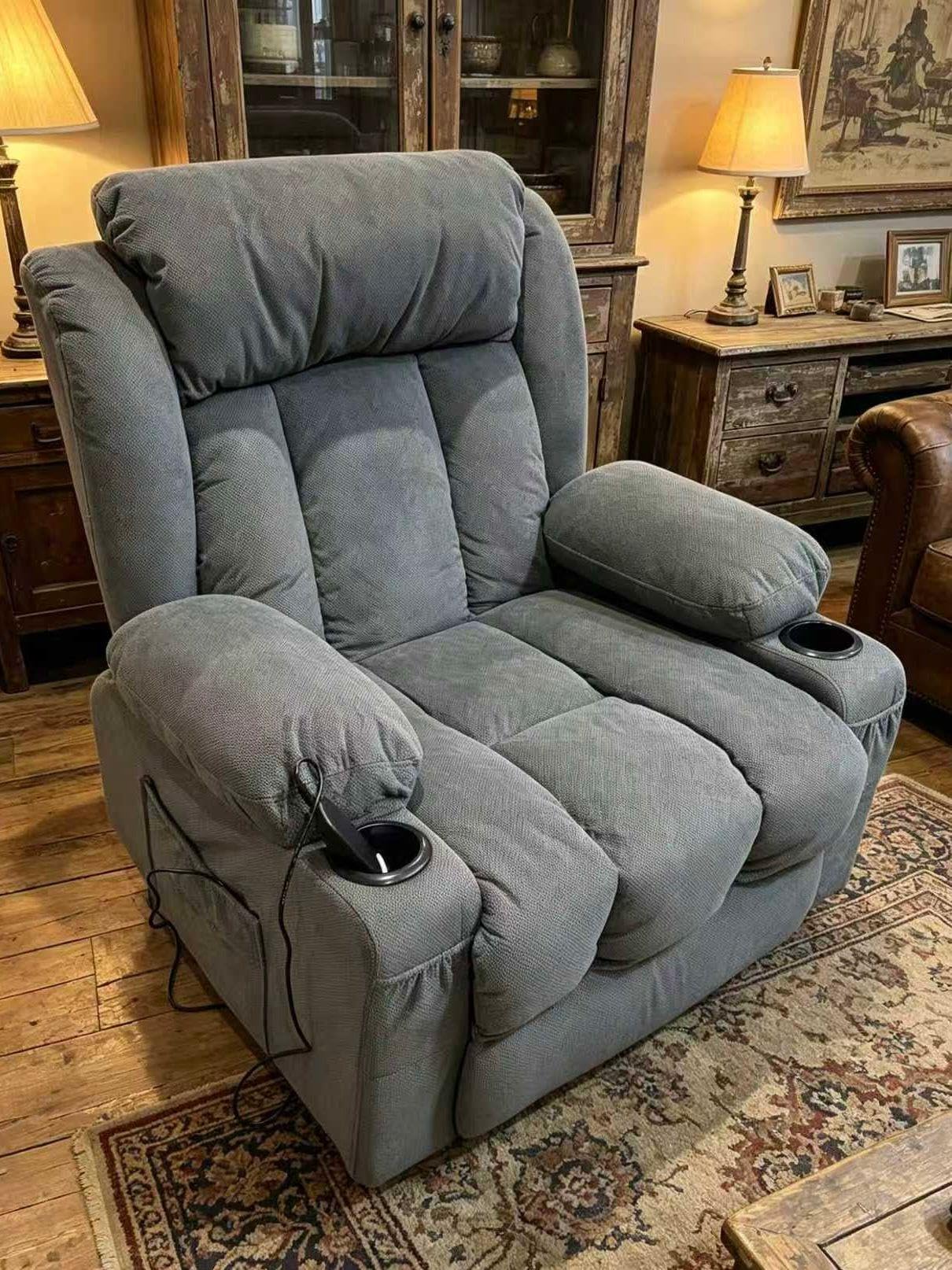 BOSMILLER Power Lift Recliner Chair with Massage and Heat for Elderly, Electric Recliner Single Sofa with Two Cup Holders, Extended Footrest, Side Pocket and USB Charge Port for Living Room customer photo 1