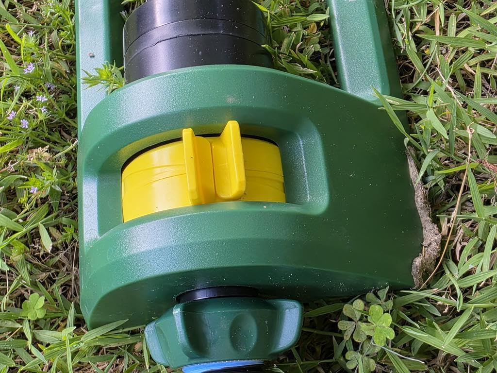 Lawn Sprinkler, 18 Brass Nozzles Garden Water Oscillating Sprinkler for Yard Covers up to 3,600 sq.ft, Heavy Weight Base, Built-in Spray Jet Cleaning Needle, Green, Yellow customer photo 2