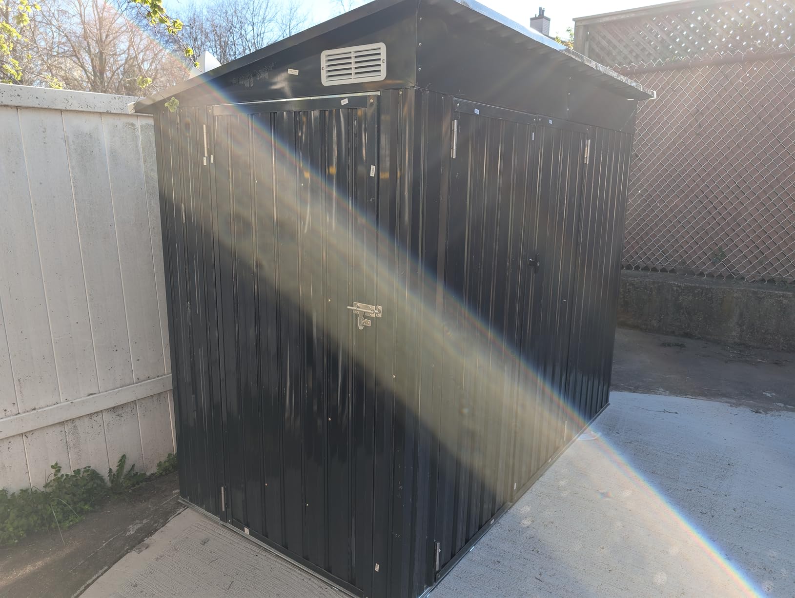 Aoxun 10x12 FT Galvanized Steel Outdoor Storage Shed with Base, Lockable Door & Sloped Roof, Metal Storage Shed Waterproof Tool Storage House for Garden, Backyard, Patio, Poolside (Brown) customer photo 1
