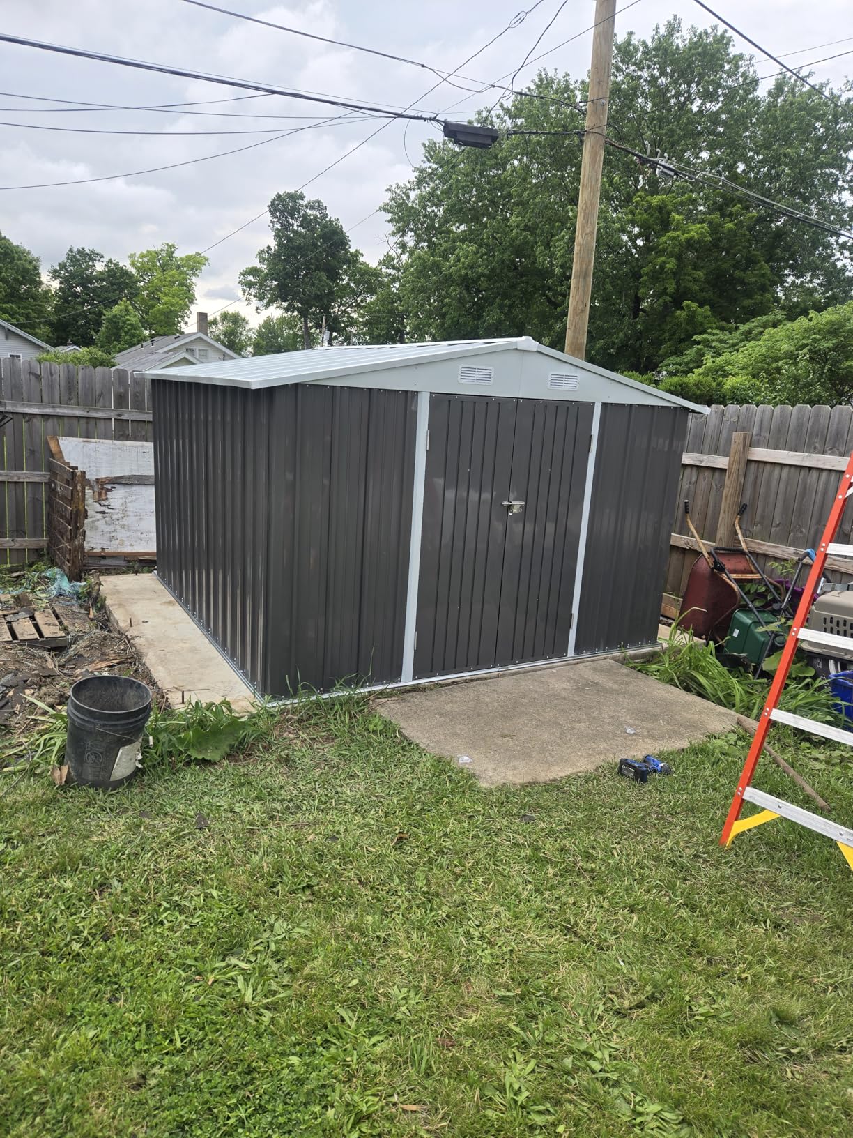 Patiowell 12x20 FT Outdoor Storage Shed, Large Metal Garden Shed with Lockable Doors & Windows, Waterproof Reinforced Tool Shed with Side Door & Air Vents for Cars Trucks Boats, Black customer photo 2