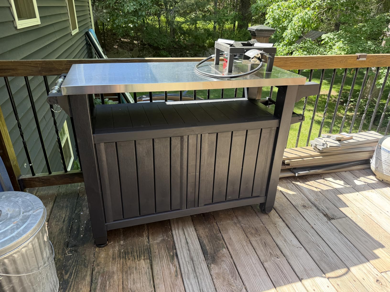 Keter Extendable Outdoor Bar Cart with Hidden Cooler, Storage Drawers & Prep Surface - Mobile Patio Serving Station with Drainage Kit & Hidden Wheels for Backyard, Garden & Poolside Entertaining customer photo 1