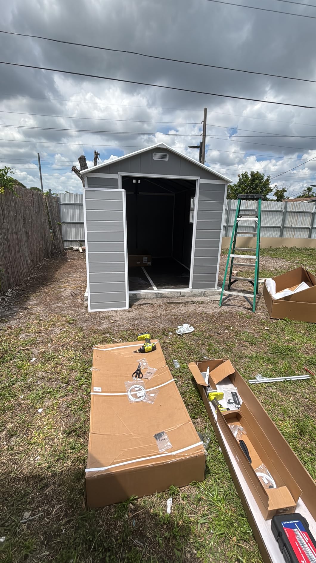 UDPATIO 67 Cu.Ft Resin Outdoor Storage Shed, Patio Plastic Vertical Sheds with Floor, Waterproof Bin Shed Horizontal Storage Cabinet for Patio, Backyards, Garden, Pool, Tool Shed customer photo 2