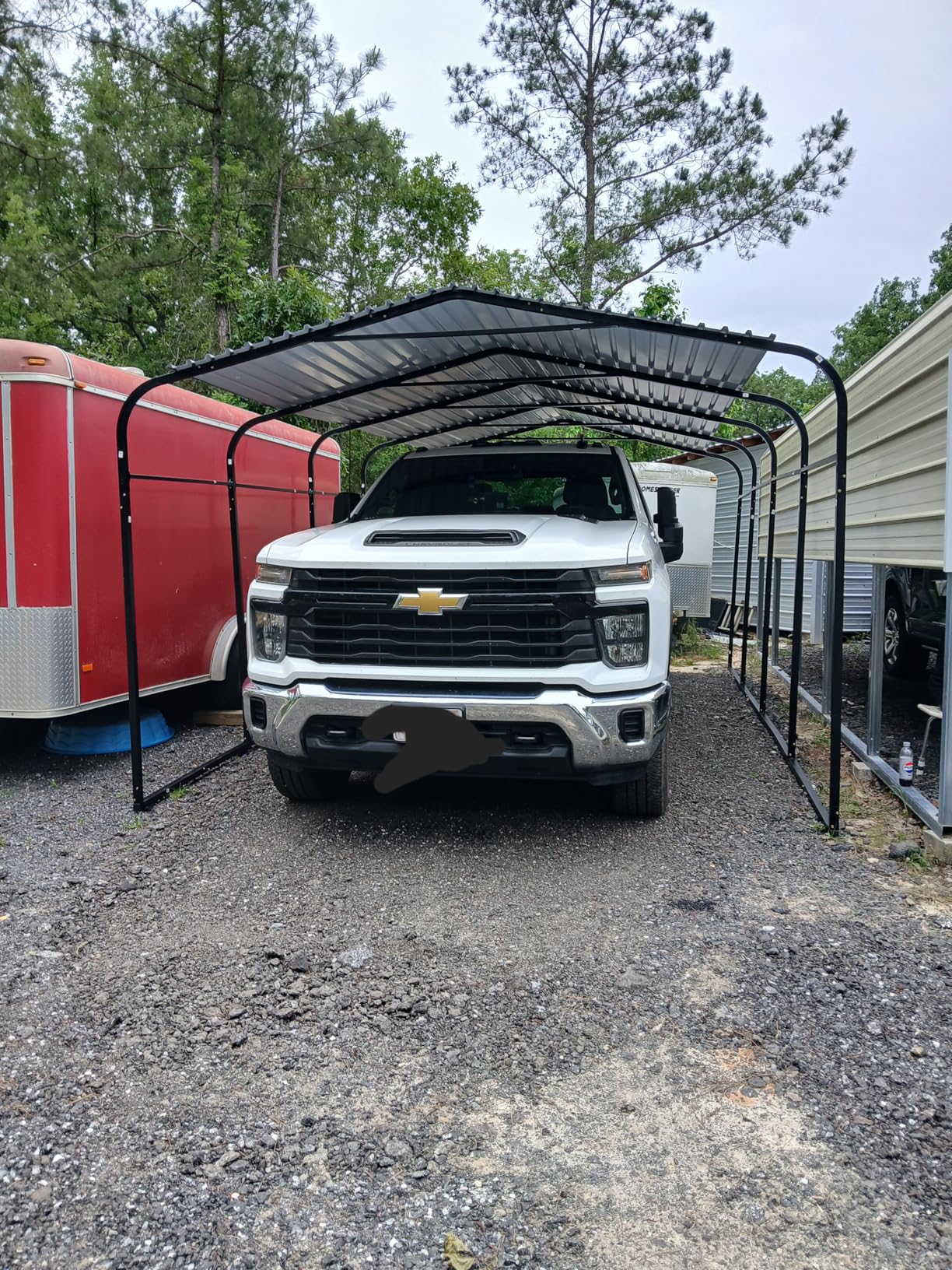 DAUSOLA 12x20 FT Metal Carport, Heavy Duty Carports Canopy with Updated Enhanced Base and Roof for All-Weather Use, Outdoor Galvanized Car Shelter, Car Port Garage for Car, Boats and Tractors, Grey customer photo 2