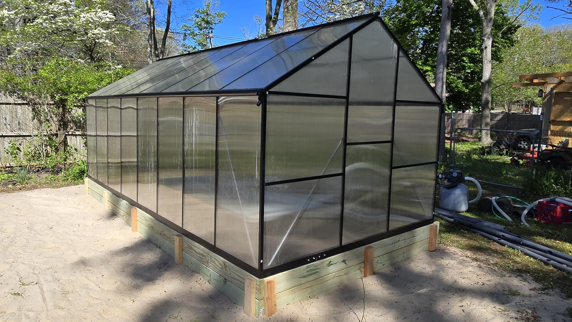 10x18 FT Aluminum Greenhouse, Durable Walk-in Polycarbonate Greenhouse Kit with Adjustable Roof Vent, Easy Assembly Outdoor Garden Greenhouse for Backyard, Black customer photo 1