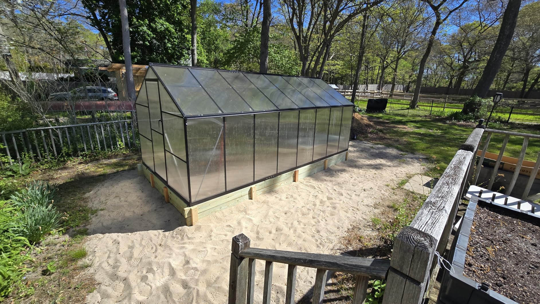 10x18 FT Aluminum Greenhouse, Durable Walk-in Polycarbonate Greenhouse Kit with Adjustable Roof Vent, Easy Assembly Outdoor Garden Greenhouse for Backyard, Black customer photo 2