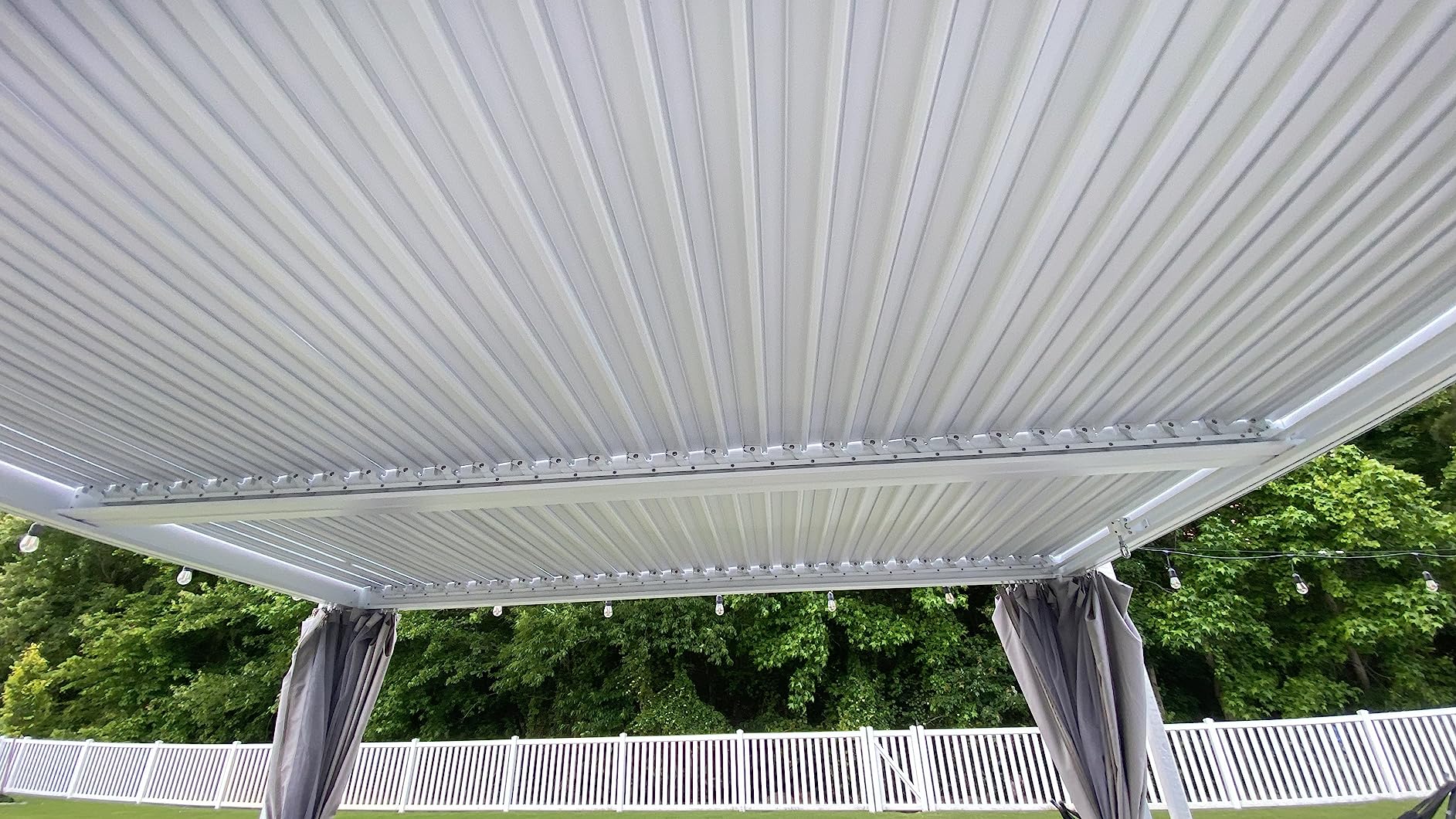 MELLCOM Motorized Louvered Pergola 12x20, Solar & Electric Powered with LED Lights and 6 Side Screens, Aluminum Adjustable Louvered Roof, Weatherproof Outdoor Shelter customer photo 1