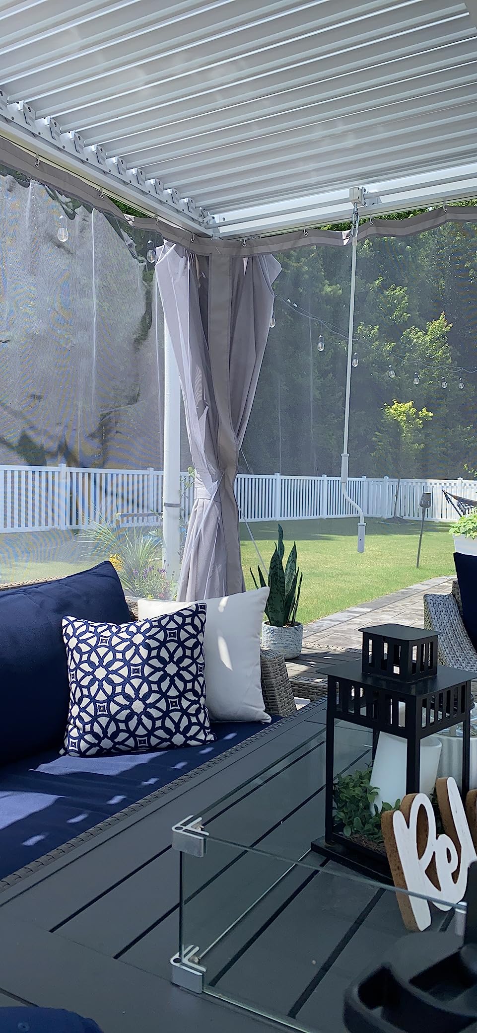 MELLCOM Motorized Louvered Pergola 12x20, Solar & Electric Powered with LED Lights and 6 Side Screens, Aluminum Adjustable Louvered Roof, Weatherproof Outdoor Shelter customer photo 2