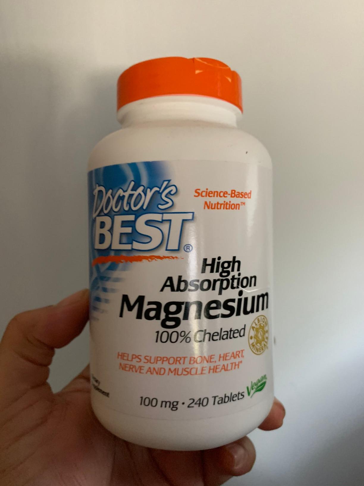 Doctor's Best High Absorption Magnesium Glycinate Lysinate Supplement for Sleep Support - Chelated Magnesium Tablets for Women & Men, 200mg per Serving, Supports Calm & Relaxation, Vegan - 120 Count customer photo 1
