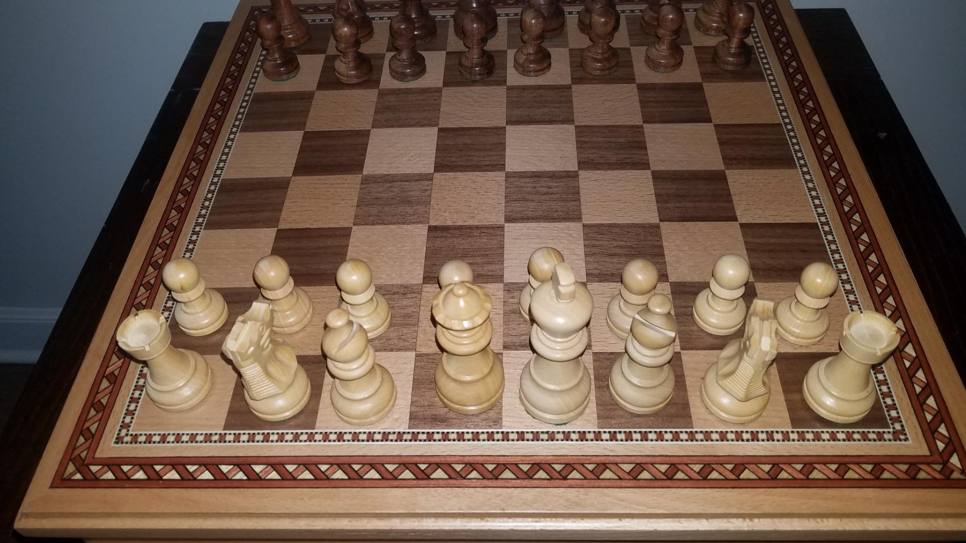 Helen Chess Inlaid Wood Board Game Set with Weighted Wooden Pieces, Large 15 x 15 Inch customer photo 2