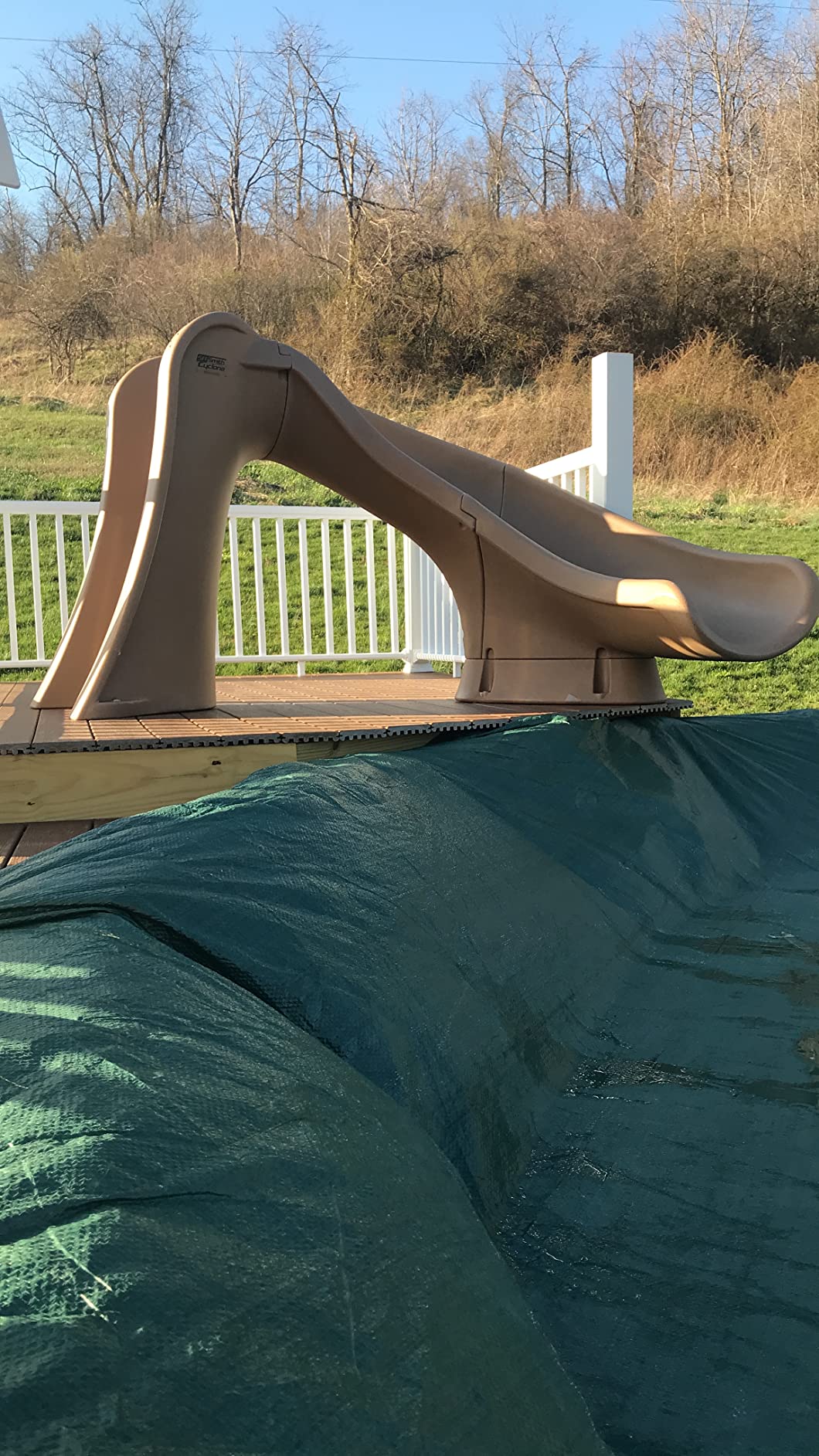 S.R.Smith Cyclone Pool Slide, Sandstone - Premium Water Slide with Right Curve for Inground Swimming Pool - Deck Mounted with Enclosed Ladder for Safety customer photo 1