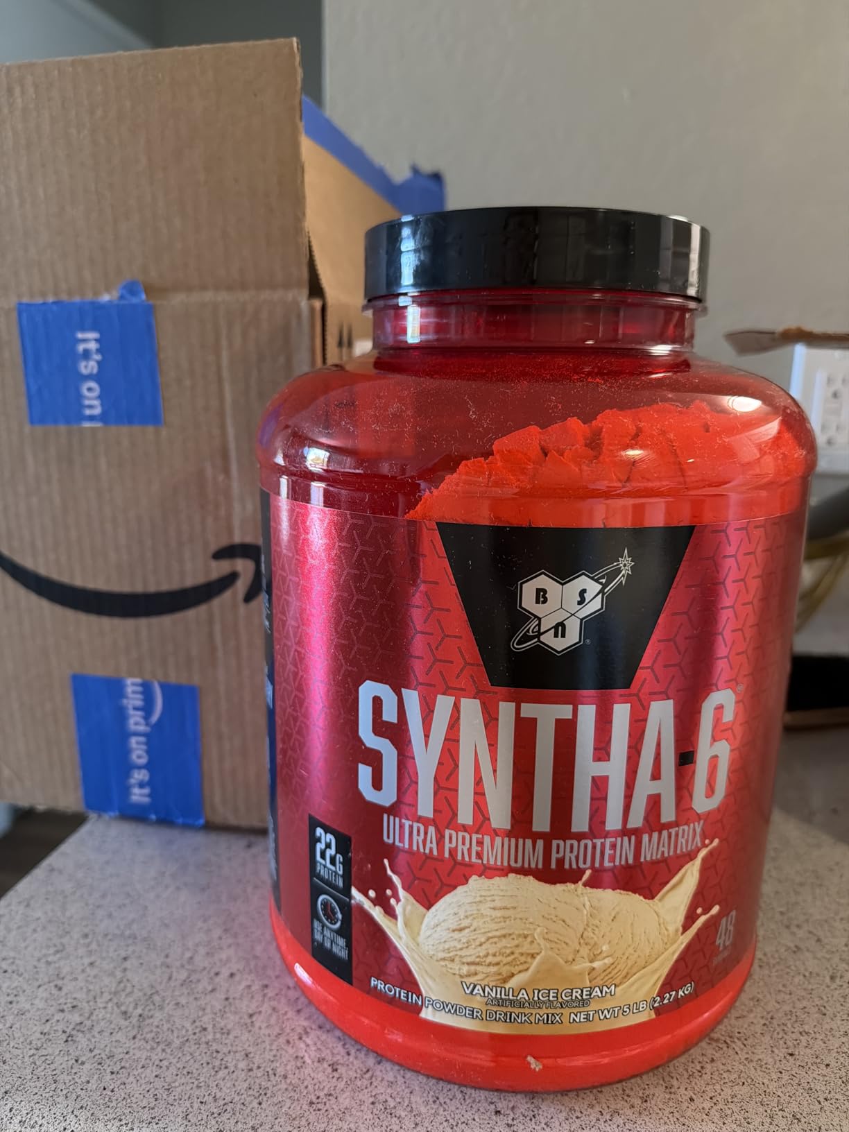 BSN SYNTHA-6 Whey Protein Powder, Micellar Casein, Milk Protein Isolate Powder, Vanilla Ice Cream, 5 Pounds, 48 Servings - Package May Vary customer photo 1