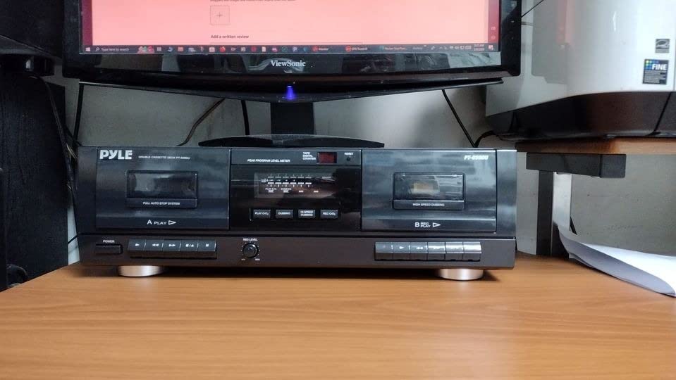 Pyle PT659DU Dual Stereo Cassette Tape Deck - Clear Audio Double Player Recorder System w/ MP3 Music Converter, RCA for Recording, Dubbing, USB, Retro Design - For Standard / CrO2 Tapes, Home Use customer photo 1