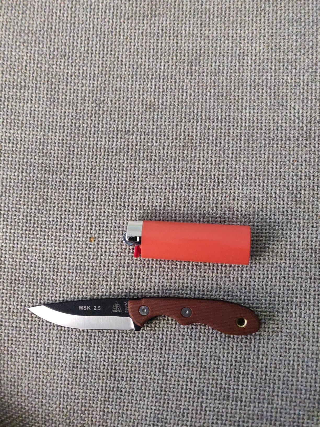 TOPS Knives Mini Scandi Knife Full Tang Fixed Blade - Black Traction Coating Blade Finish - Black Kydex Sheath customer photo 2