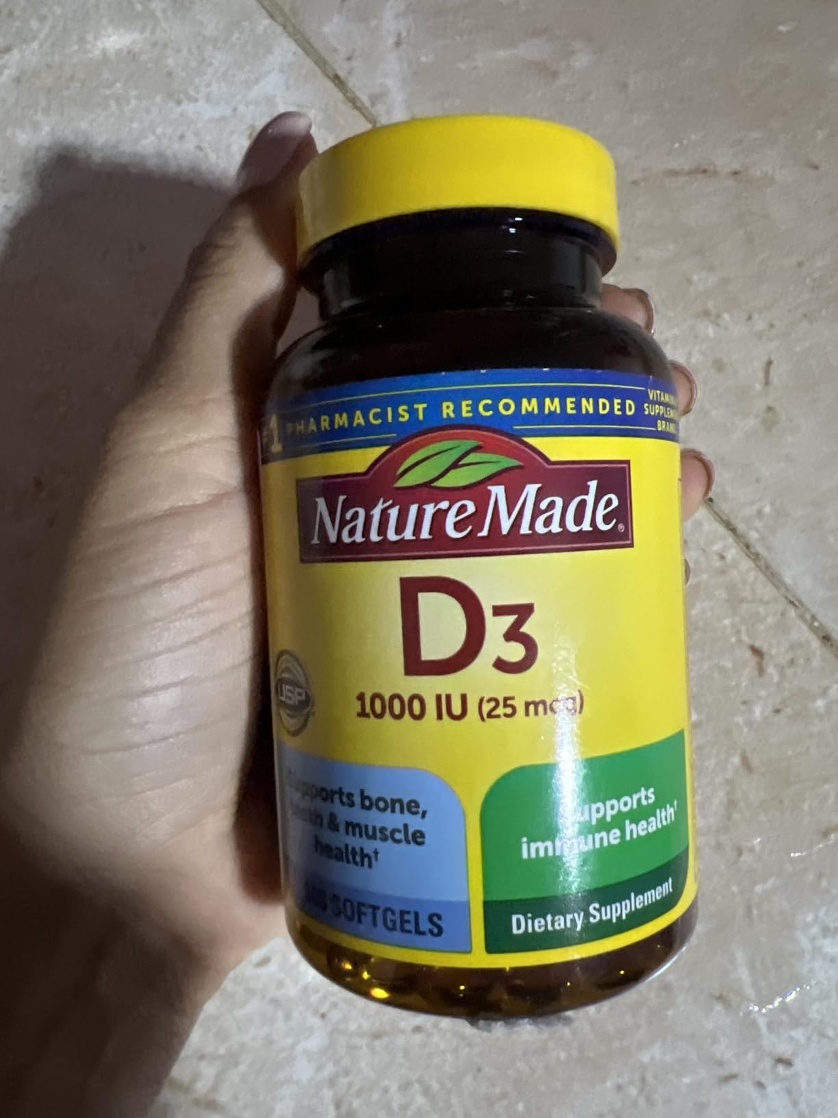 Nature Made Vitamin D3 1000 IU (25 mcg), Vitamin D Supplement for Bone, Teeth, Muscle and Immune Health Support, 300 Softgels, 300 Day Supply customer photo 2