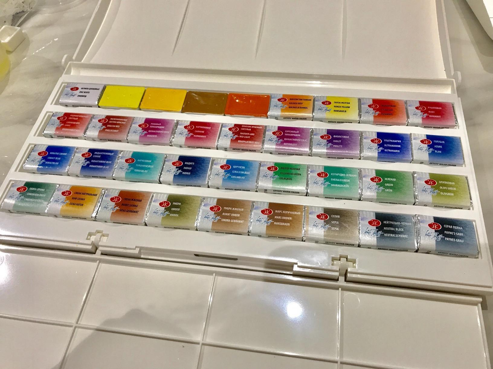 White Nights Professional Watercolor Set 36 Full Pans of Extra Fine Artist Grade Pigments, Vibrant Lightfast Colors in Durable Plastic Box by Nevskaya Palitra customer photo 2