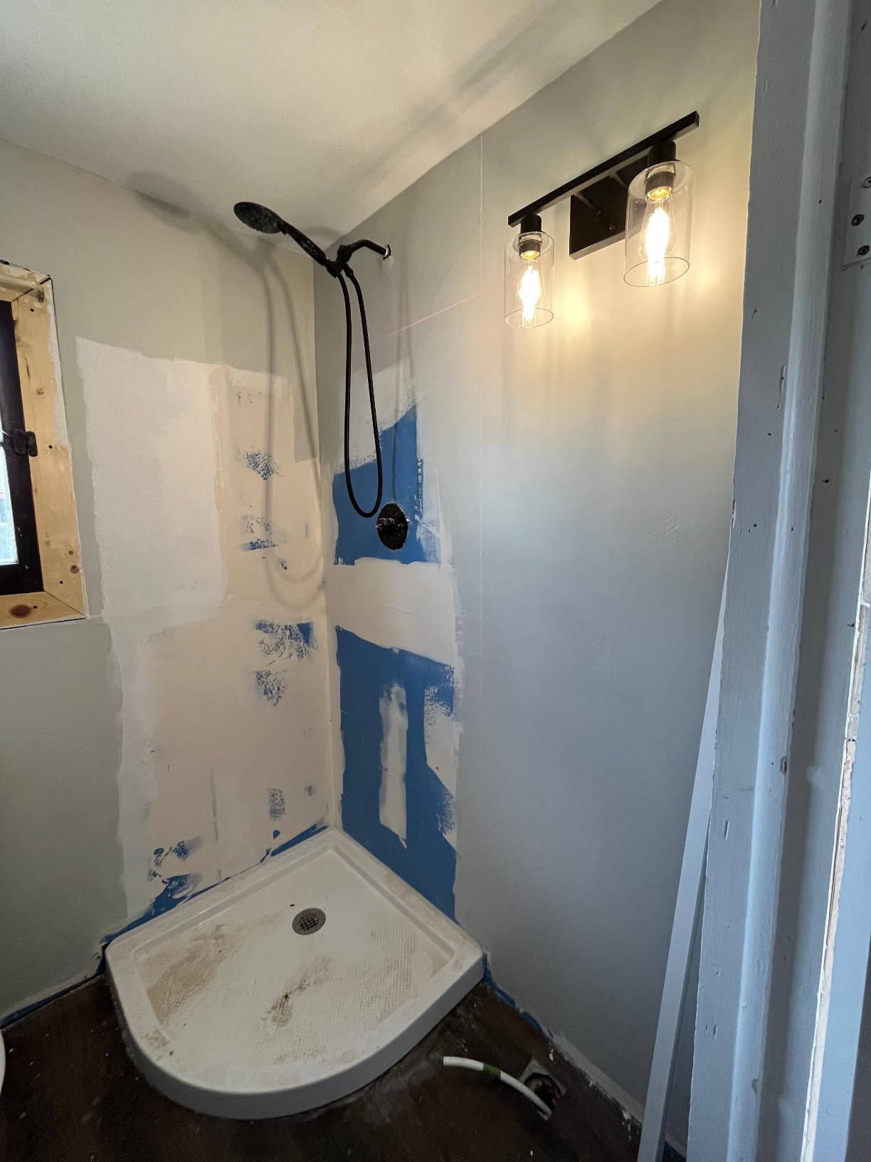 DreamLine Prime 33 in. x 76 3/4 in. Semi-Frameless Clear Glass Sliding Shower Enclosure in Chrome with White Base and Backwalls, DL-6152-01CL customer photo 2