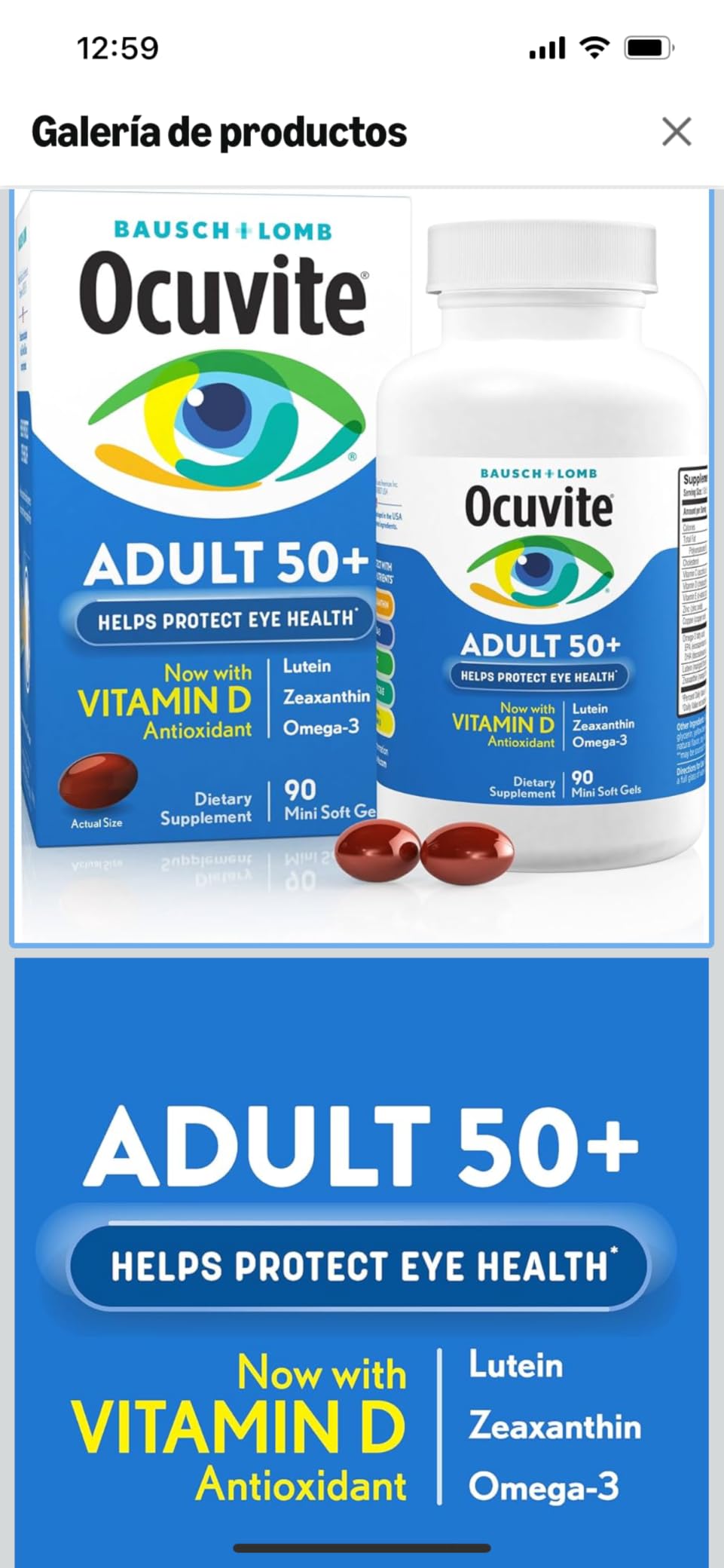 Ocuvite 50+ Eye Vitamin & Mineral Supplement, Multivitamin for Vision & Ocular Health with Omega-3, Zinc, Vitamins C & E, Lutein & Zeaxanthin, Zinc Supplements for Women and Men, 90 Softgels customer photo 1