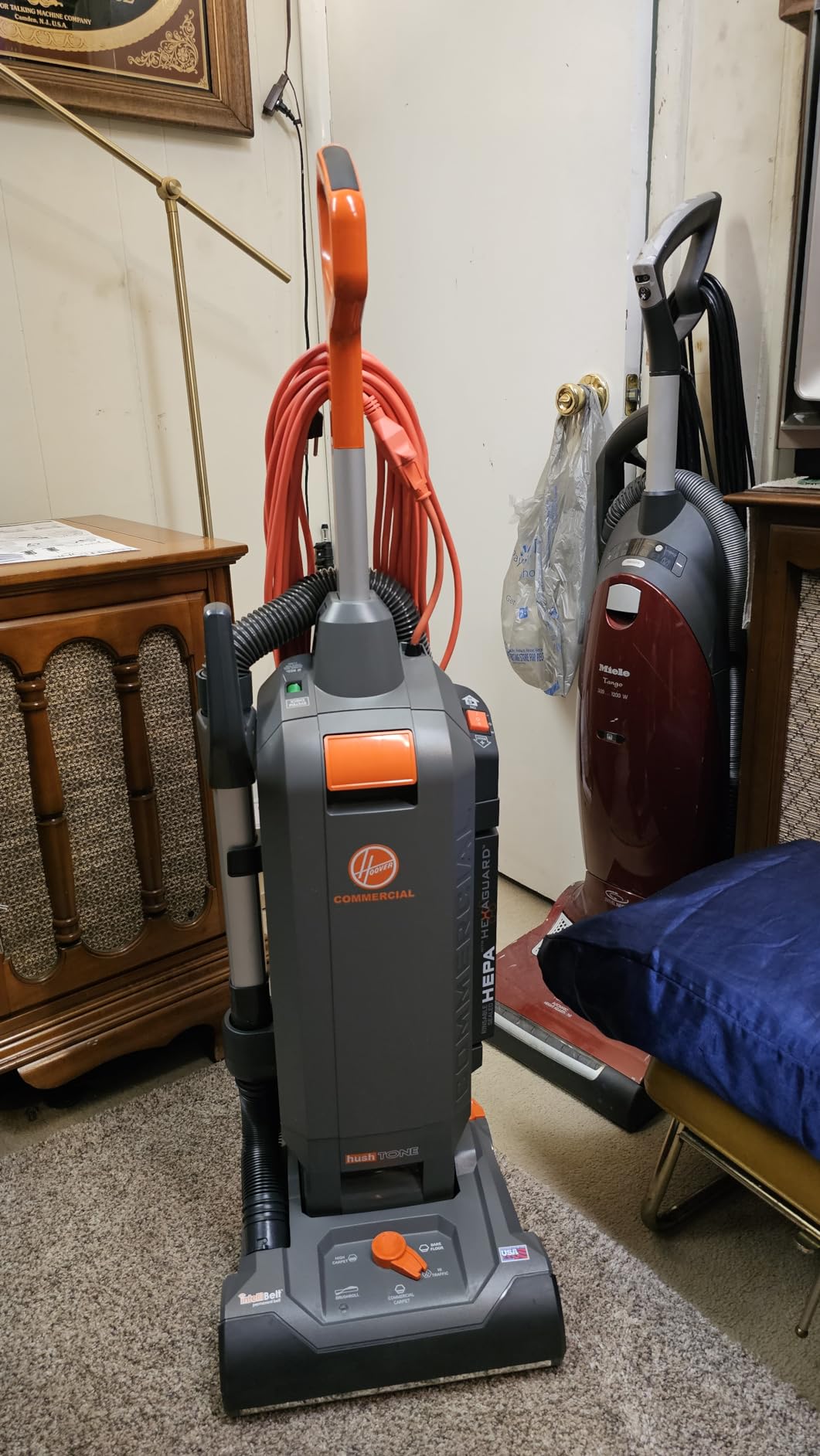 Hoover HushTone Commercial Vacuum Cleaner, 13 Inch, Bagged Upright Vac, Hexaguard HEPA Filter, Traps 99% of Dust, Dirt and Pollens, 40 Foot Cord customer photo 1