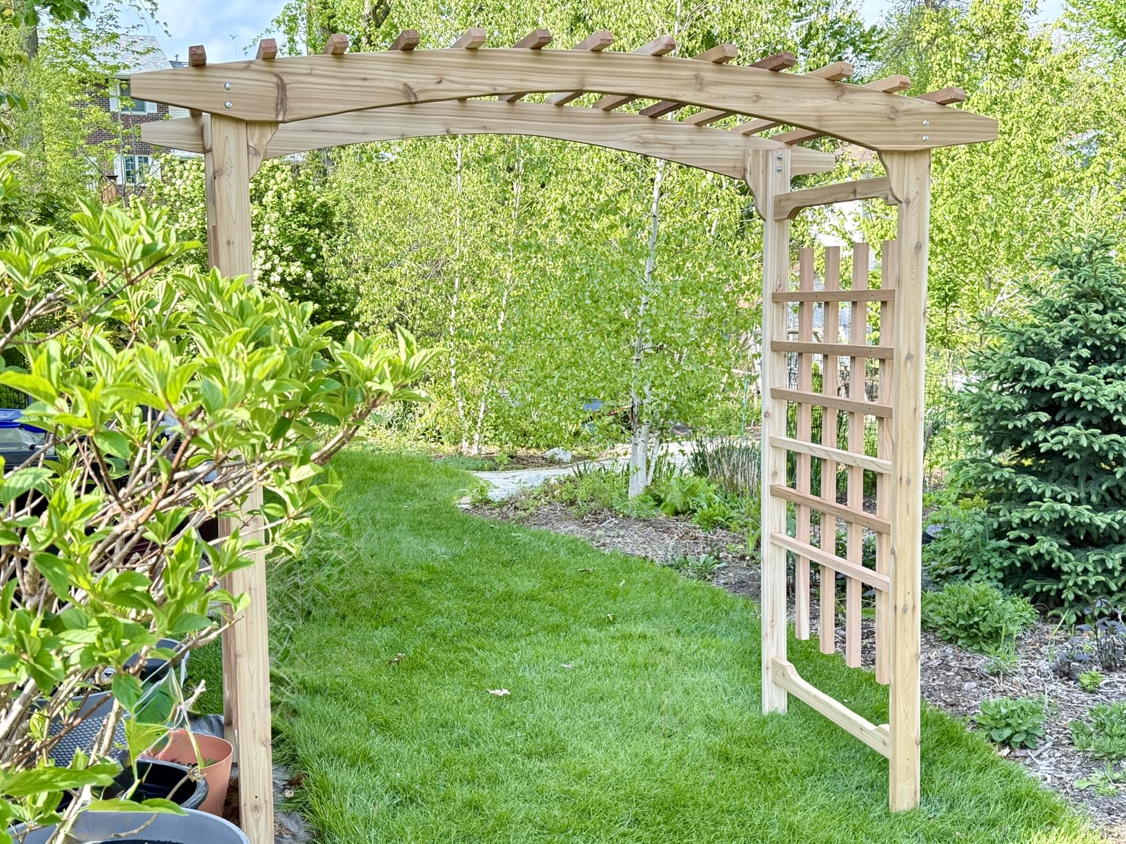 All Things Cedar 8-Foot Pagoda Arbor Garden Arch Trellis for Climbing Plants, Transform Garden or Patio Spaces, Made from Premium Western Red Cedar customer photo 1