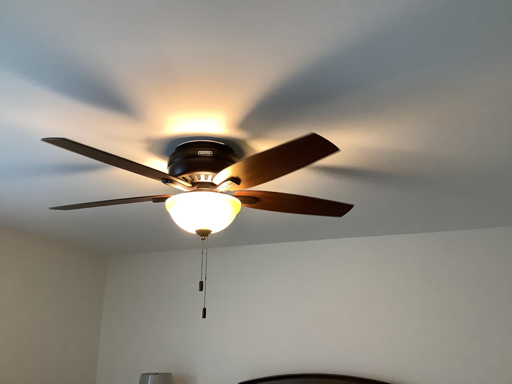 Hunter 42 inch Indoor Ceiling Fan with LED Light - Ceiling Fan with Pull Chain, For Bedroom or Living Room, Low Profile Flush Mount, No Remote, 5 Blades, Includes Bulbs - Newsome 51082, Brushed Nickel customer photo 1