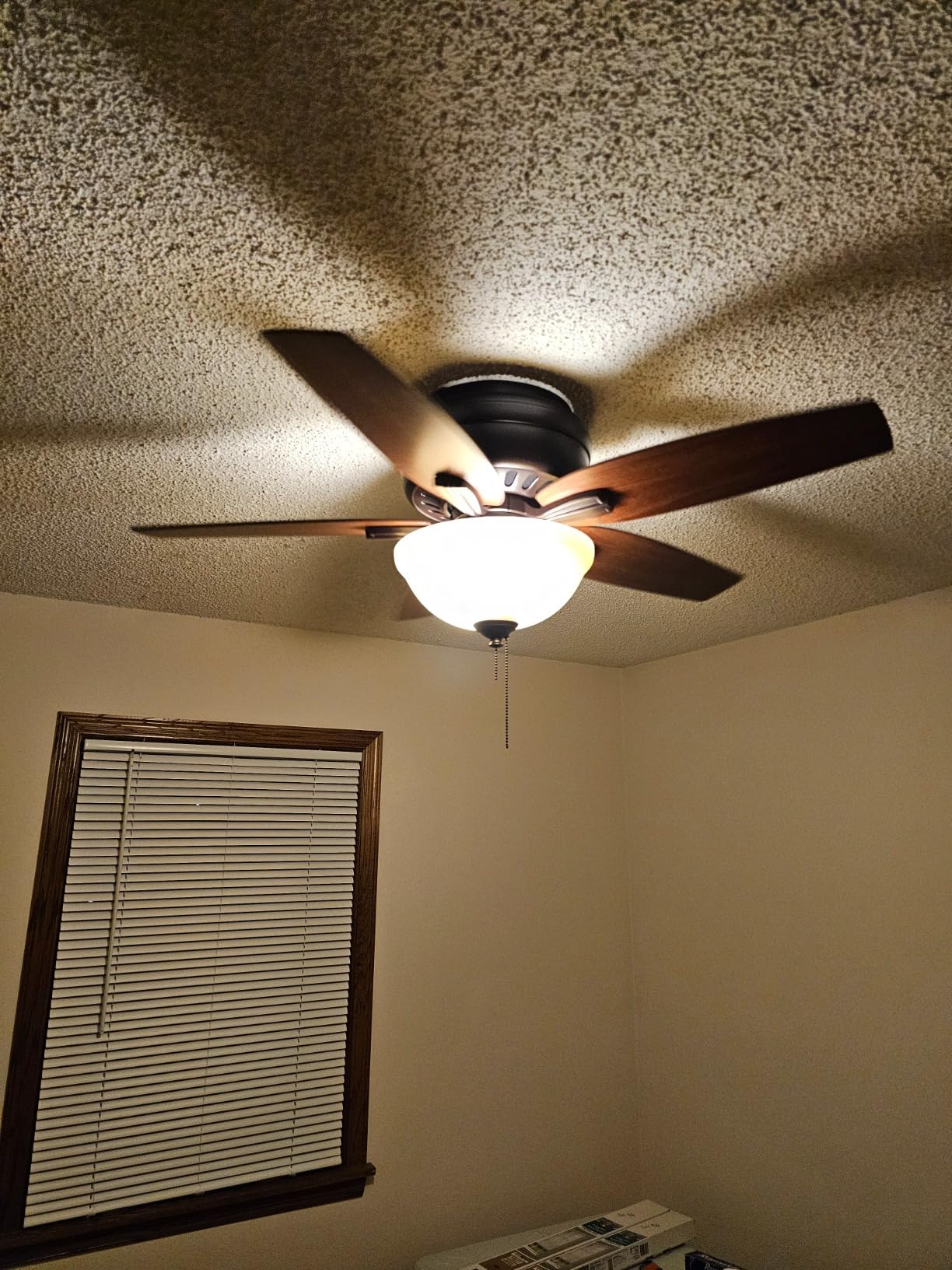 Hunter 42 inch Indoor Ceiling Fan with LED Light - Ceiling Fan with Pull Chain, For Bedroom or Living Room, Low Profile Flush Mount, No Remote, 5 Blades, Includes Bulbs - Newsome 51082, Brushed Nickel customer photo 2