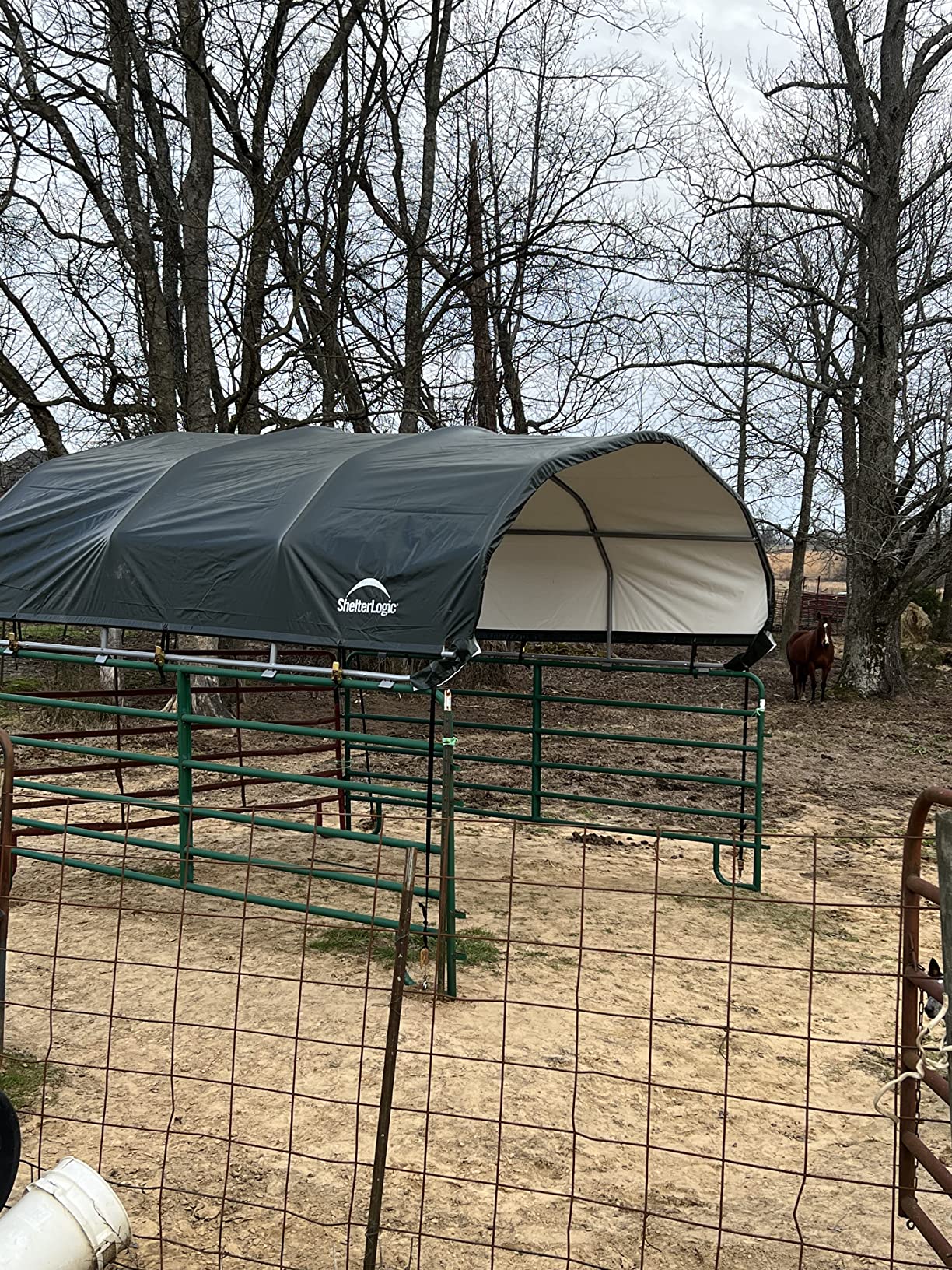 ShelterLogic 12' x 12' Corral Shelter and Livestock Shade Waterproof and UV Treated Universal Cover for Horses, Goats, and Other Livestock customer photo 2