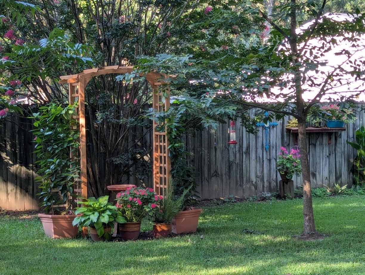 Outsunny 90in Wood Garden Arbor Arch with Trellis Wall for Climbing & Hanging Plants, Decor for Party, Weddings, Birthdays & Backyards customer photo 1
