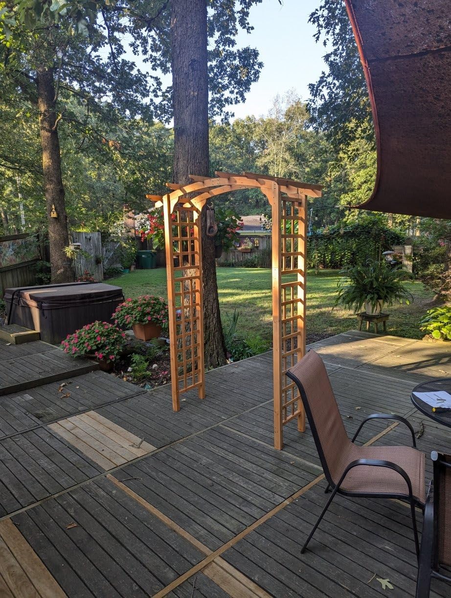 Outsunny 90in Wood Garden Arbor Arch with Trellis Wall for Climbing & Hanging Plants, Decor for Party, Weddings, Birthdays & Backyards customer photo 2