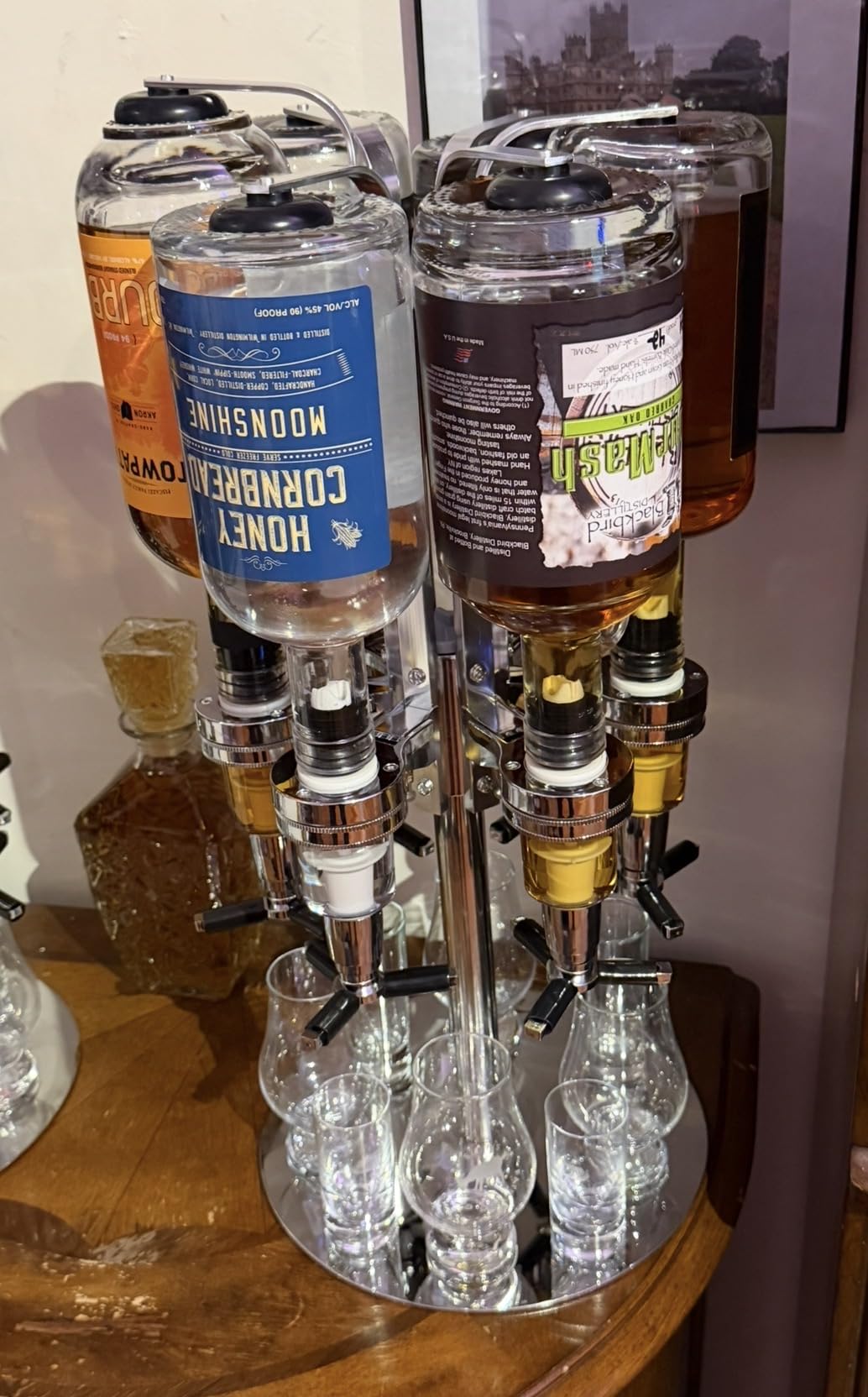 Godinger 6 Bottle Liquor Dispenser, Revolving Whiskey Bottle Dispenser Holder customer photo 2